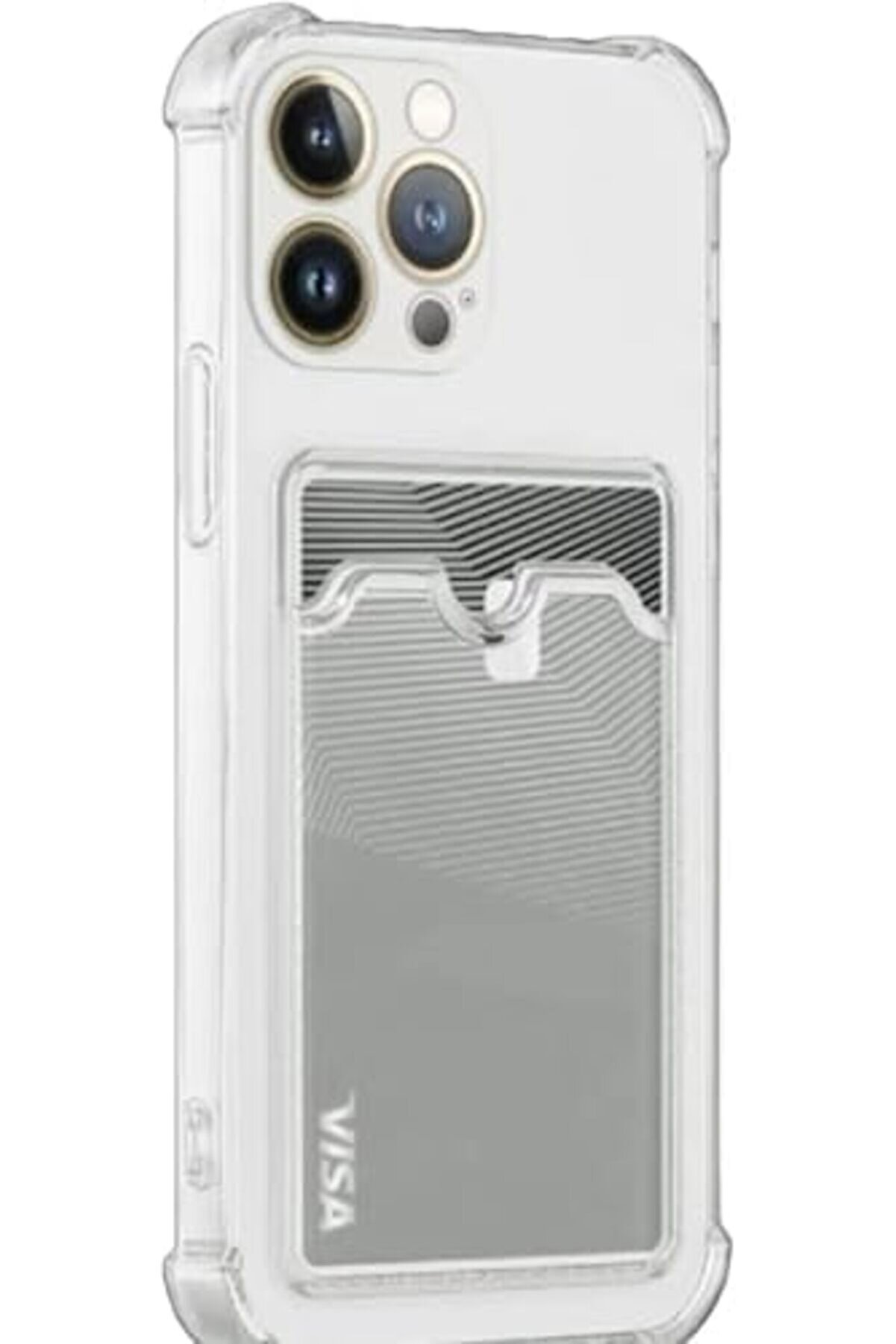 Li̇kesell 16 Pro Uyumlu Kamera Korumalı Kartlıklı Köşeleri̇ Ai̇rbag Tasarımlı Darbe Önleyi̇ci̇ Şeffaf Si̇l