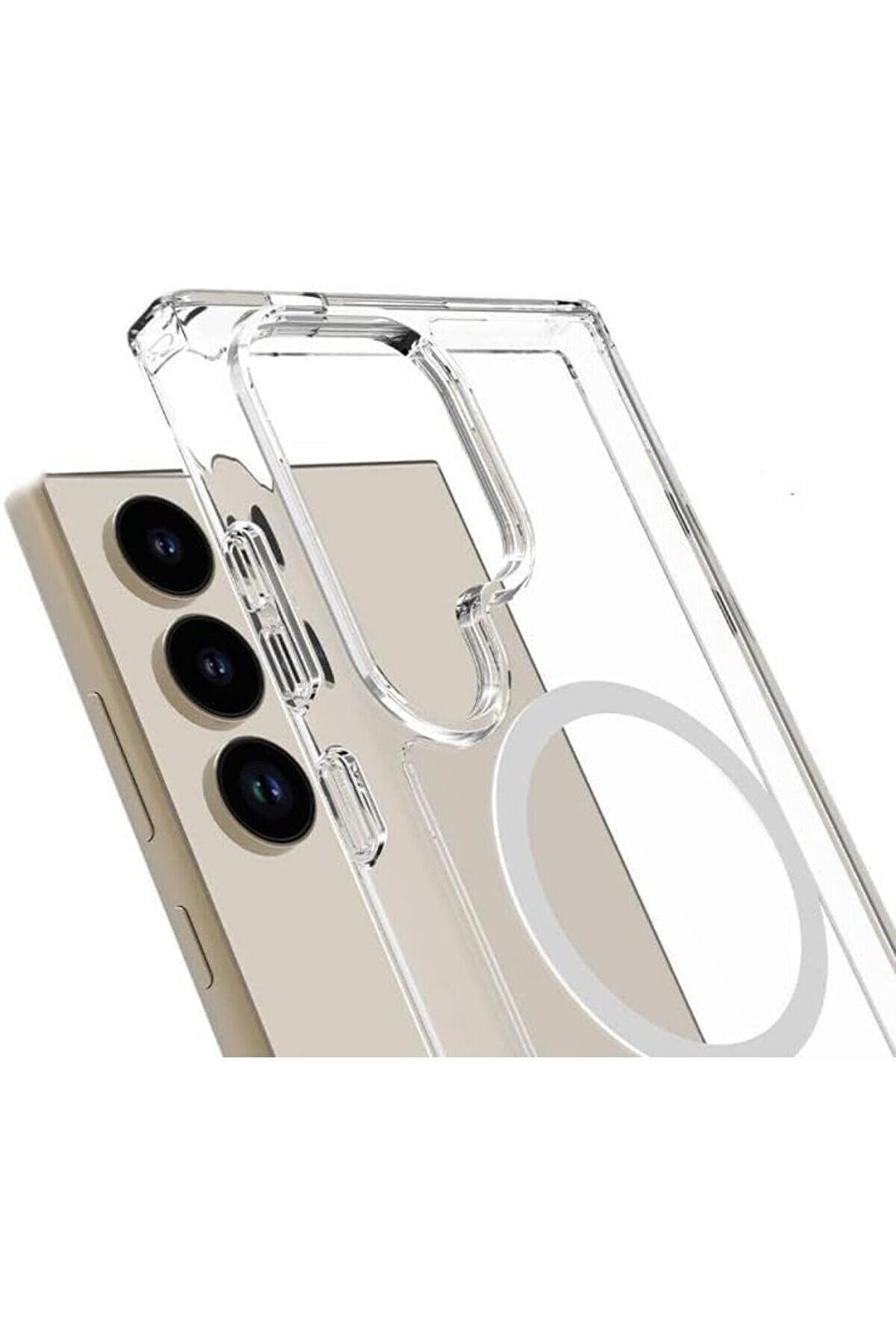 Polysi̇ght S25 Ultra İle Uyumlu Şeffaf Manyeti̇k Şarj Kılıfı Darbe Emi̇ci̇ Şeffaf Kılıf Kablosuz Şarj Öz