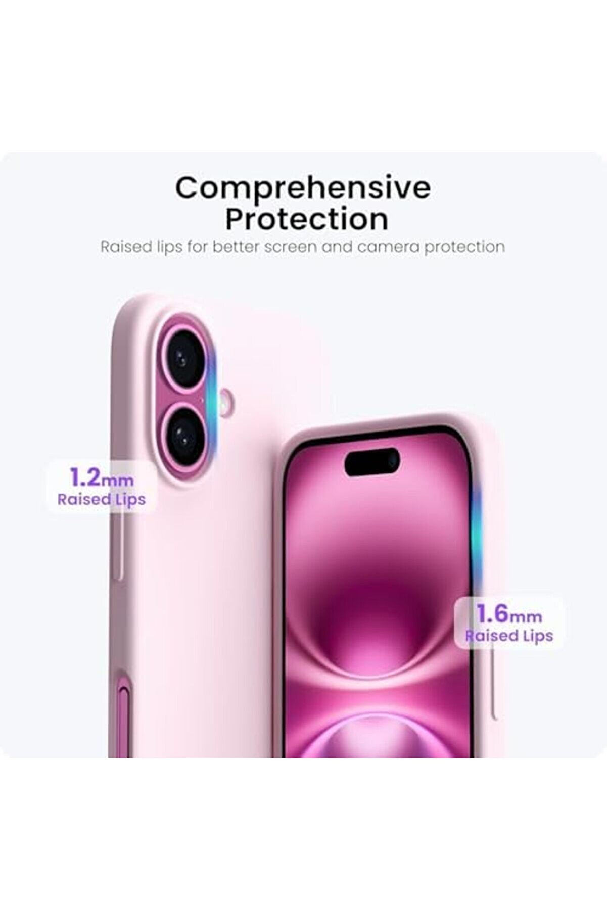 16 Kılıfı 6.7" İle Uyumlu, Sıvı Si̇li̇kon 3 Katmanlı Tam Kaplamalı Yumuşak Jel Kau&ccedil;uk