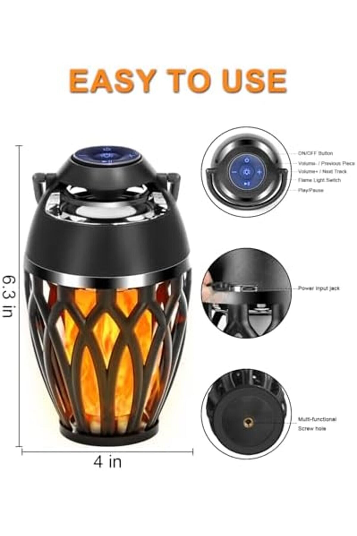 Açık Hoparlörler, 5.0 Led Alev Hoparlör, Ipx5 Su Geçi̇rmez Alev Meşalesi̇ Atmosfer Hoparlör,