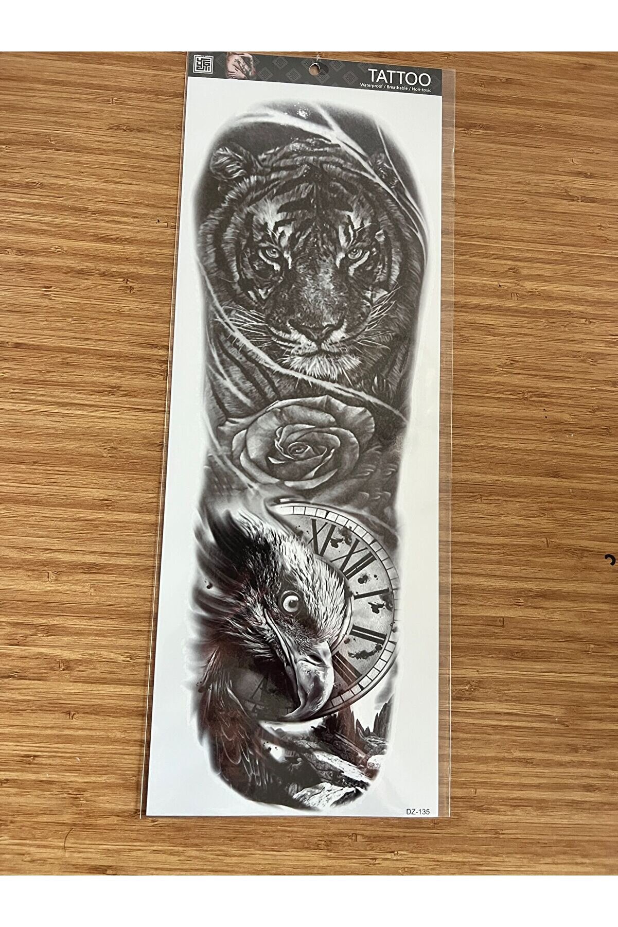 Ai̇rbrush Tattoo Kaplan Kartal 1 Hafta Kalıcı Tam Kol Bacak Yapıştırma Geçi̇ci̇ Dövme 46 Cm