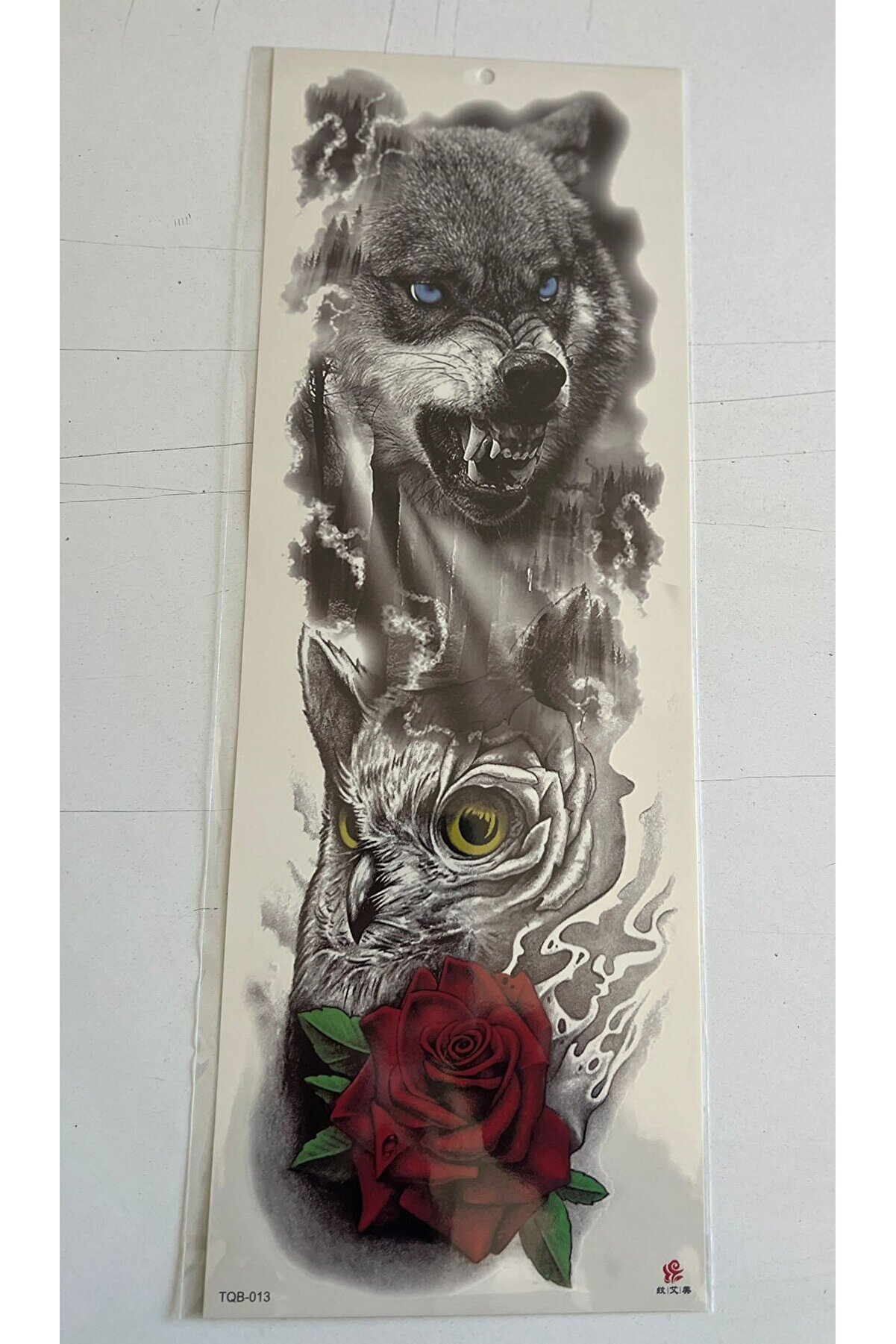 Ai̇rbrush Tattoo Bozkurt Baykuş 1 Hafta Kalıcı Tam Kol Bacak Yapıştırma Geçi̇ci̇ Dövme 46 Cm