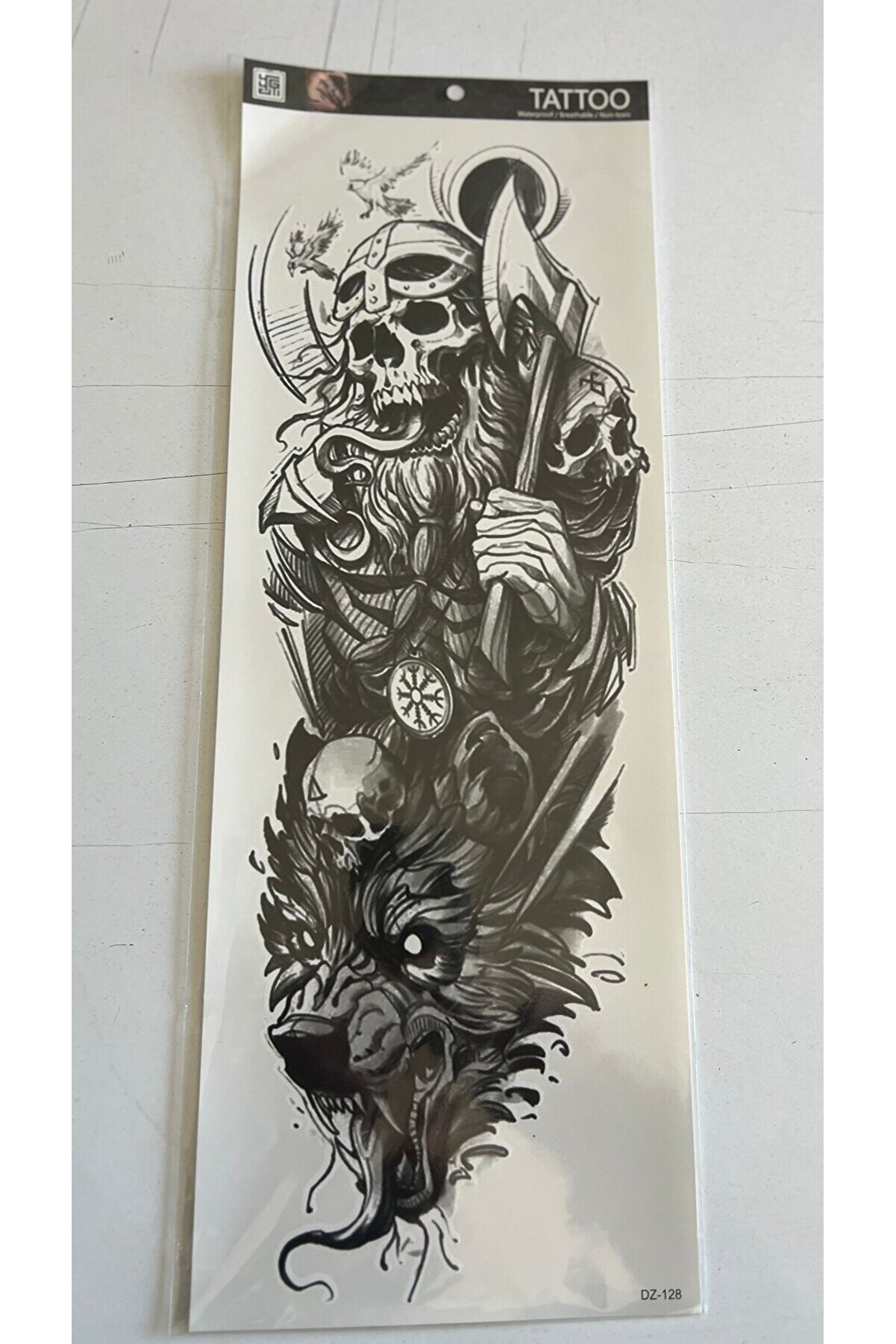 Ai̇rbrush Tattoo Baltalı Kuru Kafa 1 Hafta Kalıcı Tam Kol Bacak Yapıştırma Geçi̇ci̇ Dövme 46 Cm