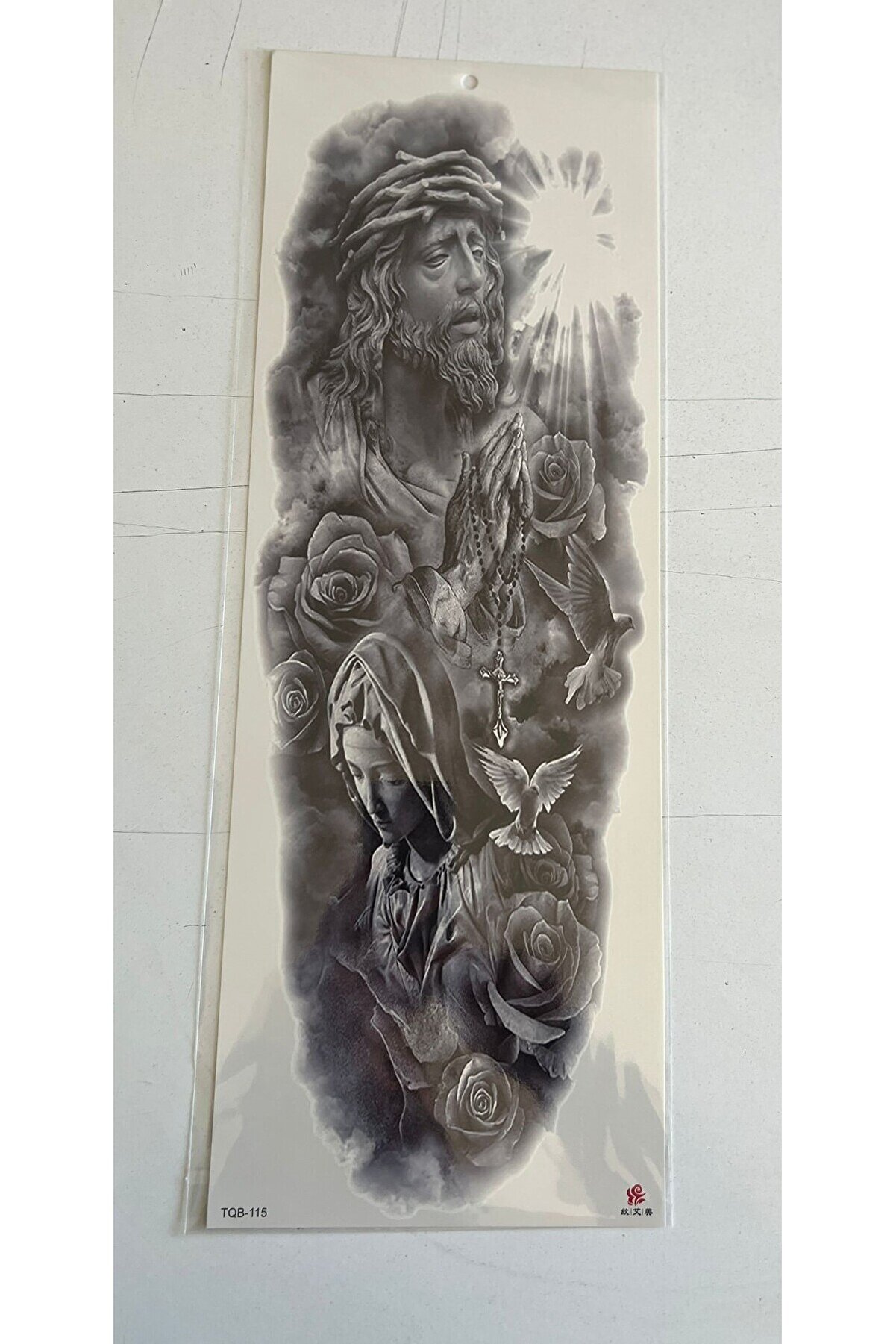 Ai̇rbrush Tattoo Mesi̇h Meryem 1 Hafta Kalıcı Tam Kol Bacak Yapıştırma Geçi̇ci̇ Dövme 46 Cm