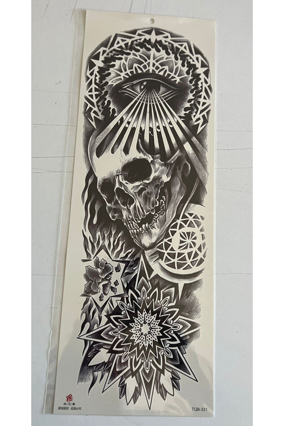 Ai̇rbrush Tattoo İskelet Mandala 1 Hafta Kalıcı Tam Kol Bacak Yapıştırma Geçi̇ci̇ Dövme 46 Cm