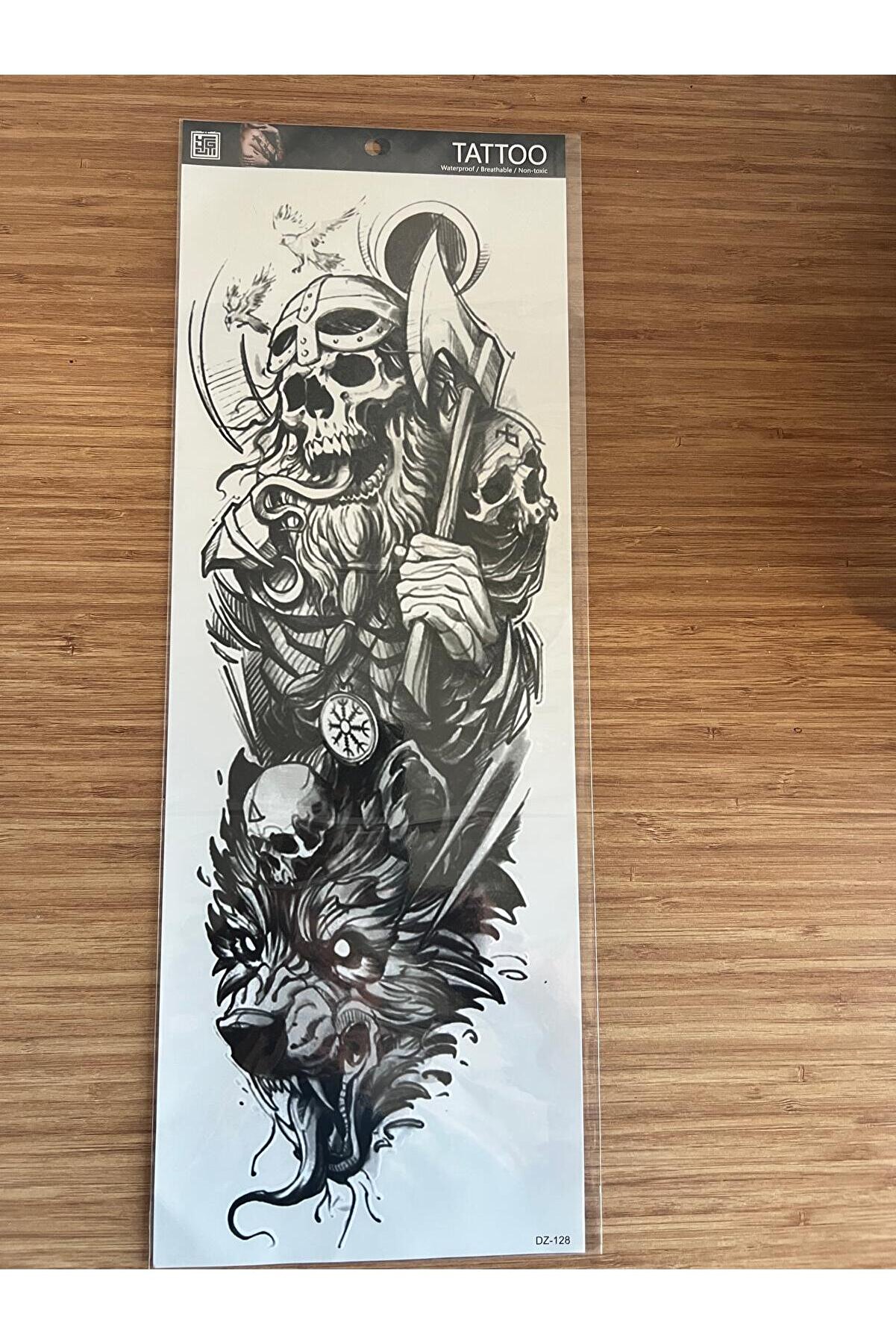 Ai̇rbrush Tattoo Baltalı 1 Hafta Kalıcı Tam Kol Bacak Yapıştırma Ge&ccedil;i̇ci̇ D&ouml;vme 46 Cm