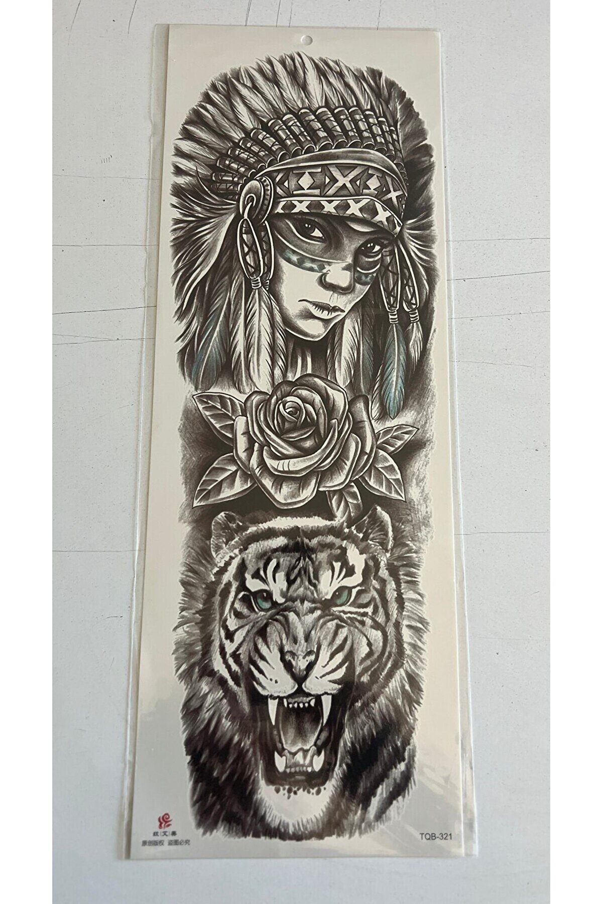 Ai̇rbrush Tattoo Kızıl Deri̇li̇ Kaplan 1 Hafta Kalıcı Tam Kol Kaplama Bacak Yapıştırma Ge&ccedil;i̇ci̇ D&ouml;vme 46 Cm