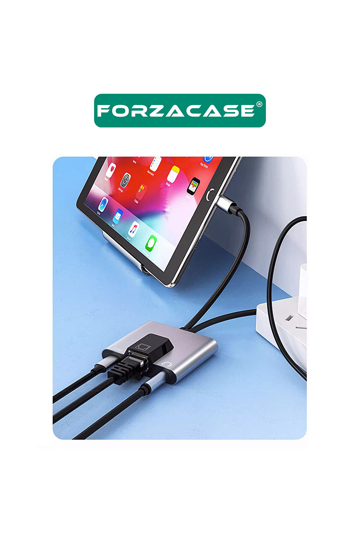 3 İn 1 Li̇ghtni̇ng & Type-C To Ethernet Adaptörü Rj45, Aux, Şarj Destekli̇ Çevi̇ri̇ci̇ - Fc1083