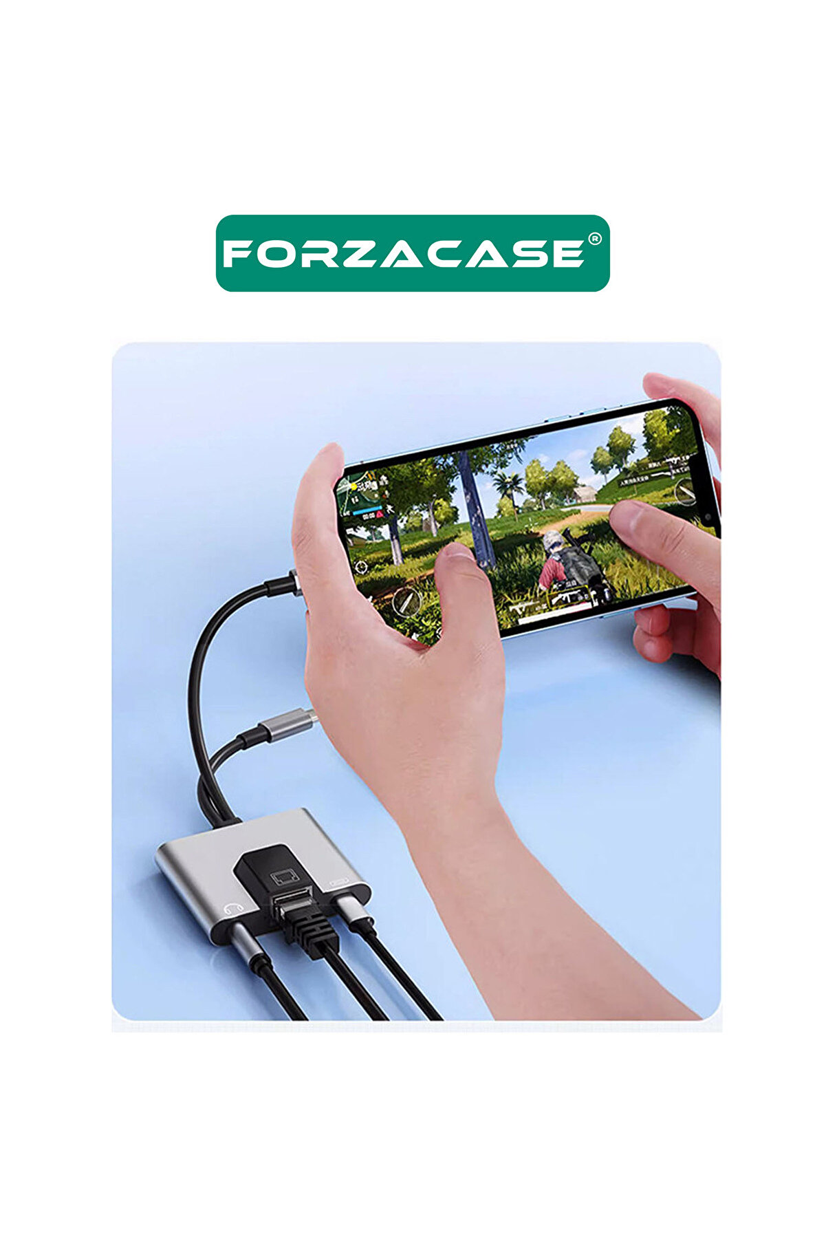 3 İn 1 Li̇ghtni̇ng & Type-C To Ethernet Adaptörü Rj45, Aux, Şarj Destekli̇ Çevi̇ri̇ci̇ - Fc1083