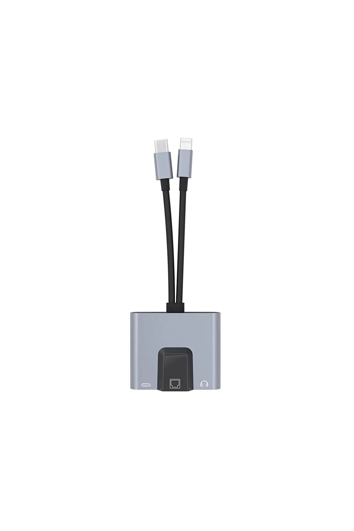 Forzacase 3 in 1 Lightning & Type-C to Ethernet Adaptörü RJ45, AUX, Şarj Destekli Çevirici - FC1083