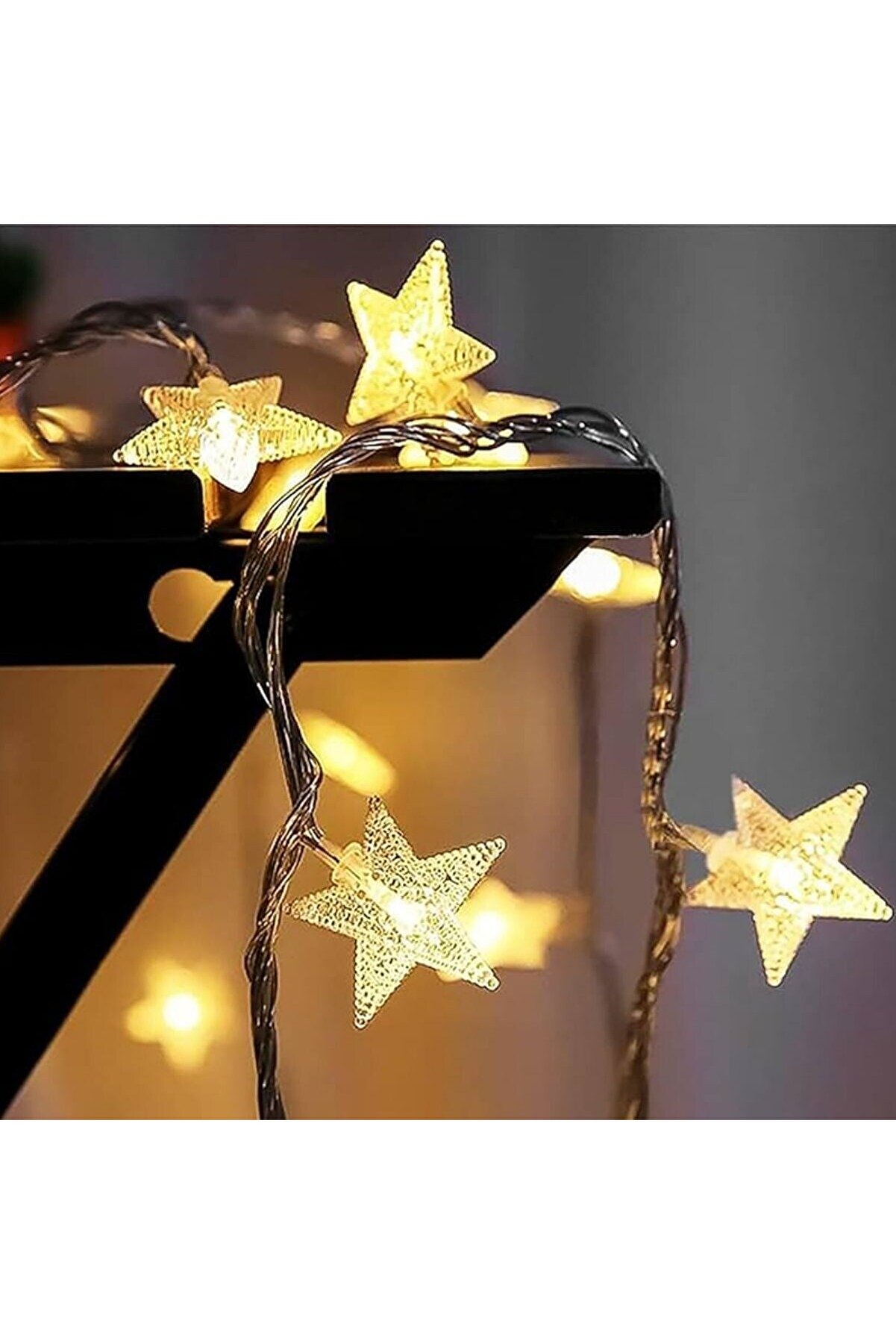 Go İthalat 20 Adet Mi̇ni̇ Yıldız Led 5 Metre G&uuml;nışığı Rengi̇ Dekorati̇f Led (5263)