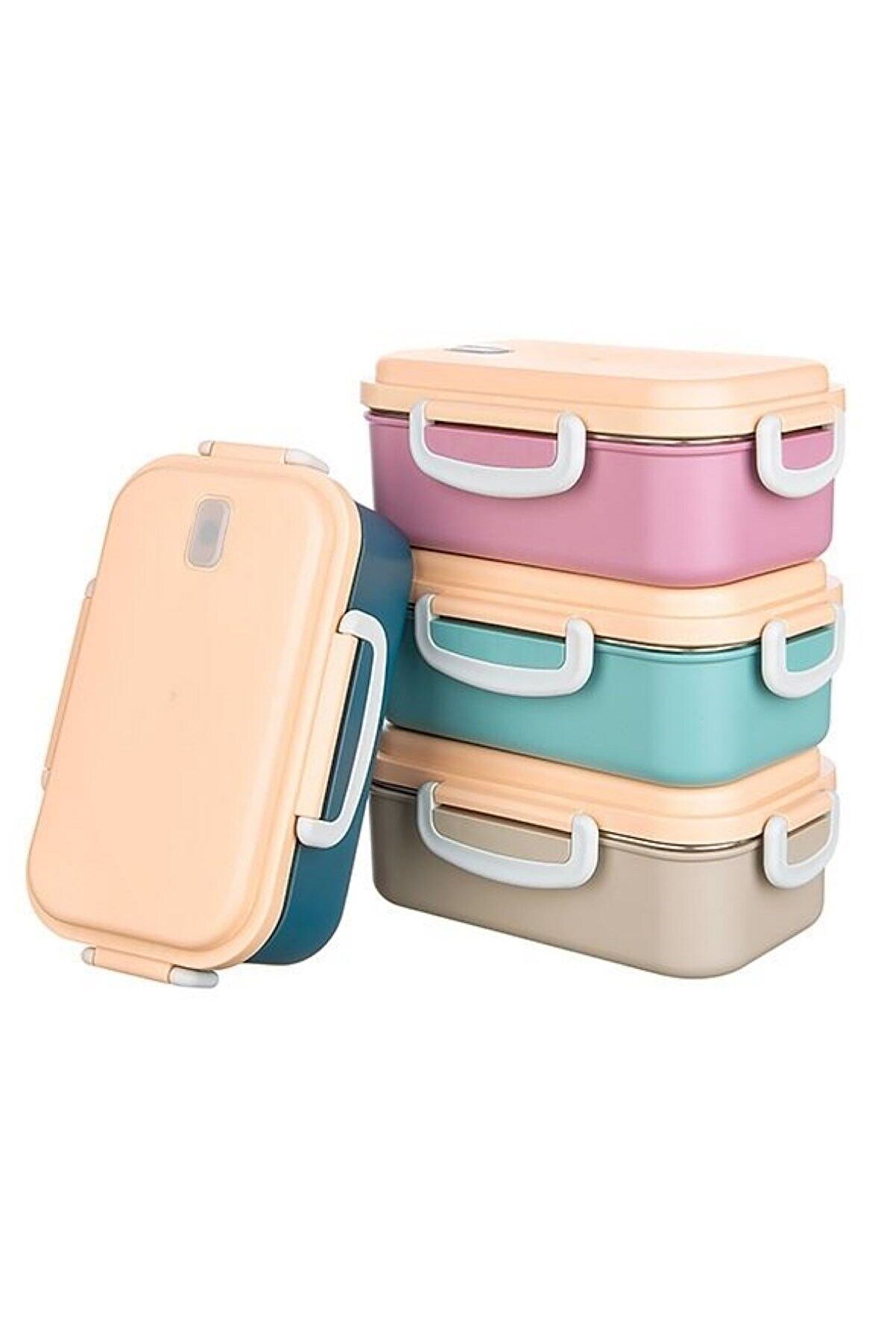 Go İthalat 2 B&ouml;lmeli̇ 150-300 Ml Paslanmaz &Ccedil;eli̇k Yemek Kabı Beslenme Kabı Yi̇yecek Saklama Kabı (4457)