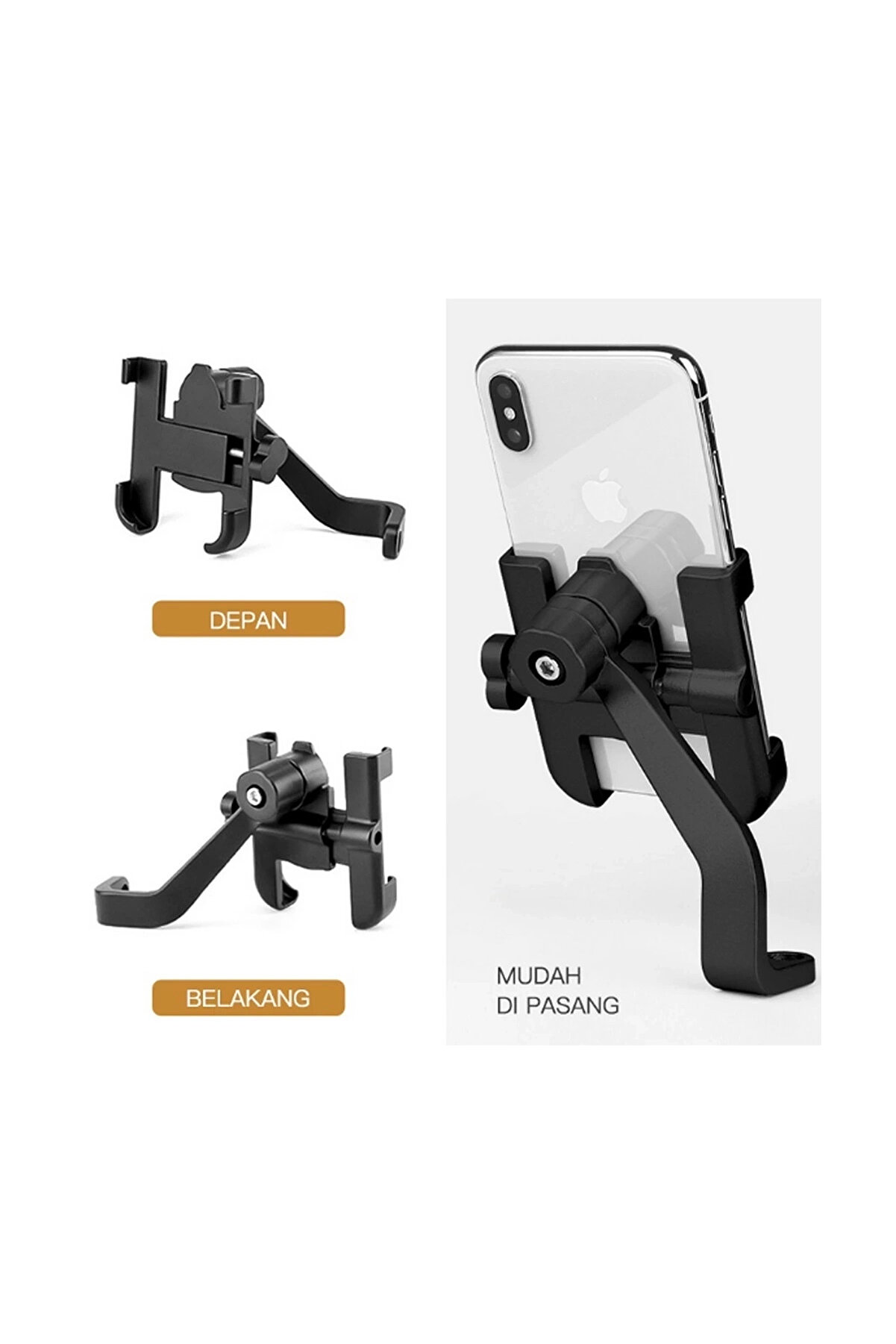 Alümi̇nyum Gövdeli̇ Metal Ayna Bağlantılı Motosi̇klet Telefon Tutucu 7 İnç Xl