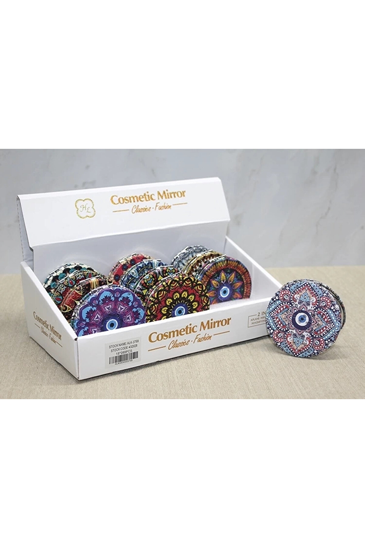 gizmurstore Taşlı El Aynası Yuvarlak İnce Alk3758