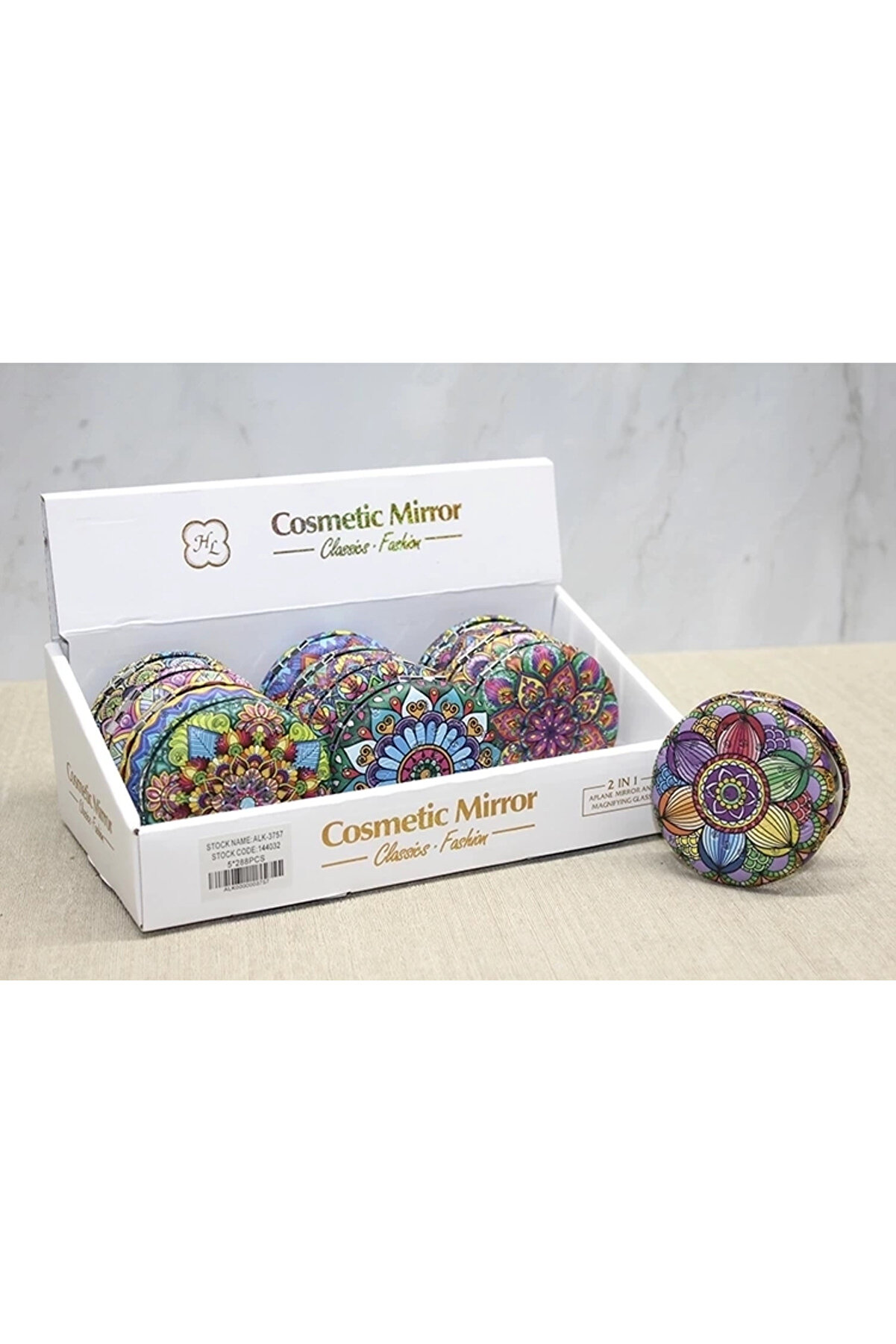 gizmurstore Taşlı Yuvarlak El Aynası Kalın Alk3757