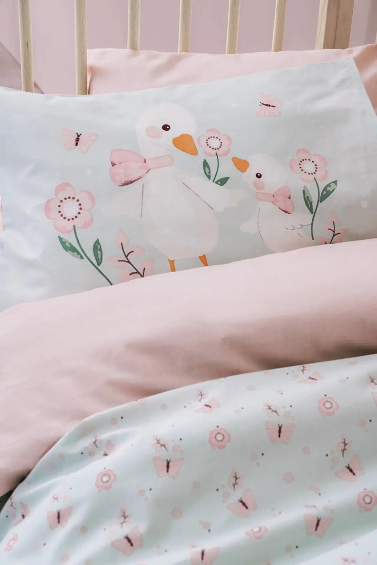 Cotton Box Bebek Nevresi̇m Takımı Mami̇duck Pembe