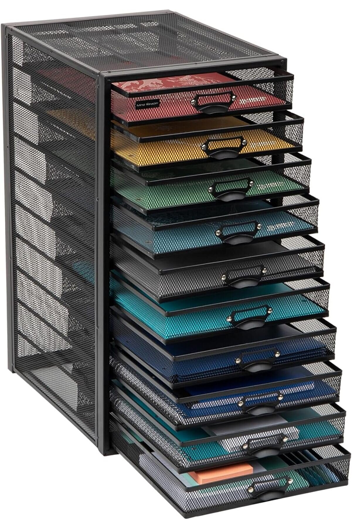 STOREMAX Reader File Masa Düzenleyici, Ofis Malzemeleri Saklama, Çekmeceli Dikey Takı Kutusu, 10 Bölmeli, Güç