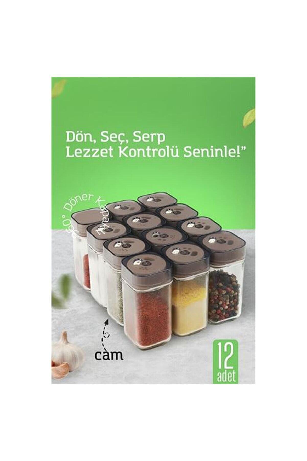 Toptan Bulurum Cam Tuzluk Baharatlık – 360° Döner Kapaklı | 3 Delik Tipiyle Ayarlanabilir Akış 12 ADET