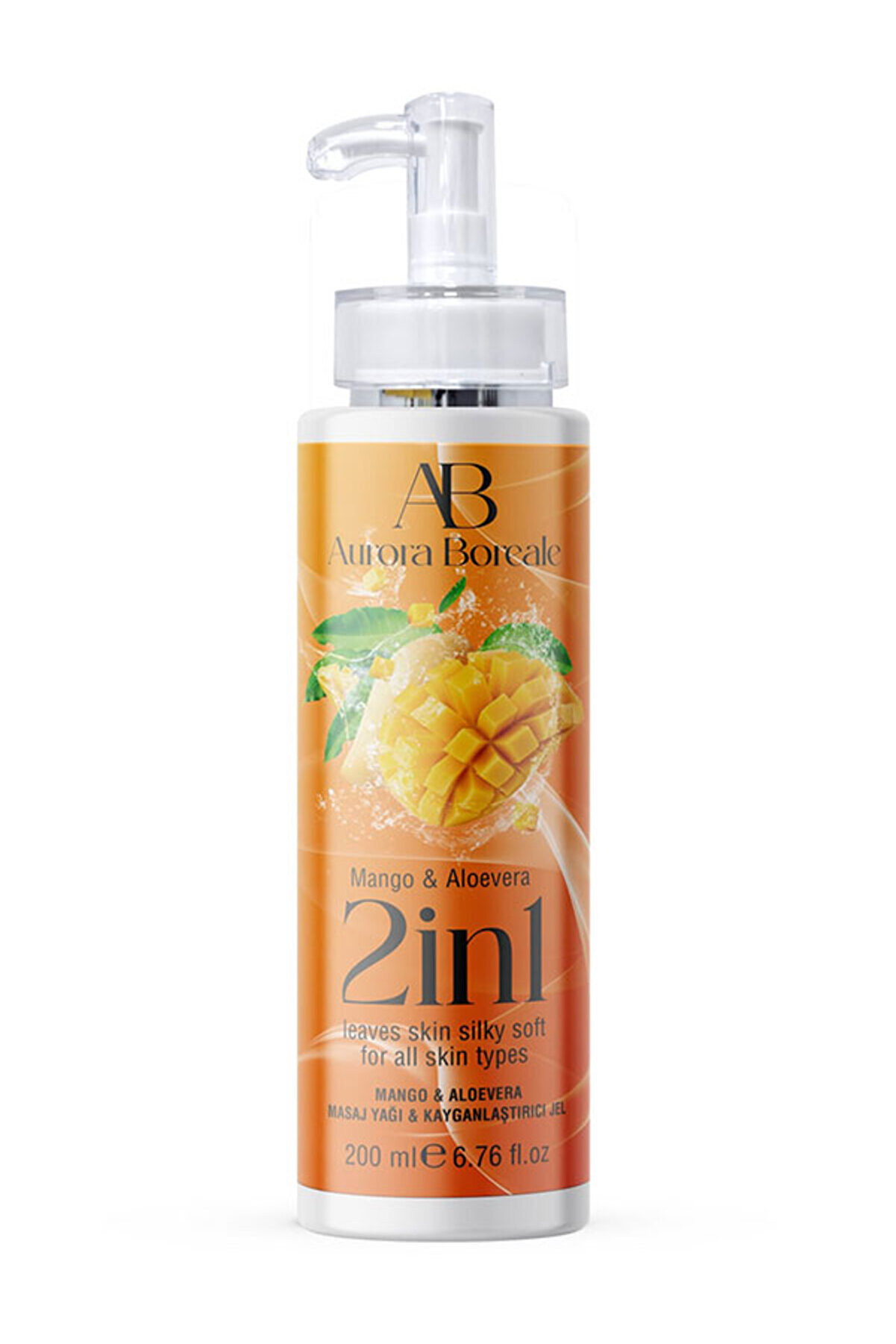 AuroraBoreale Aurora Boreale 2in1 Arada Mango Alovera Aromalı Masaj Yağı ve Kayganlaştırıcı Jel 200ml