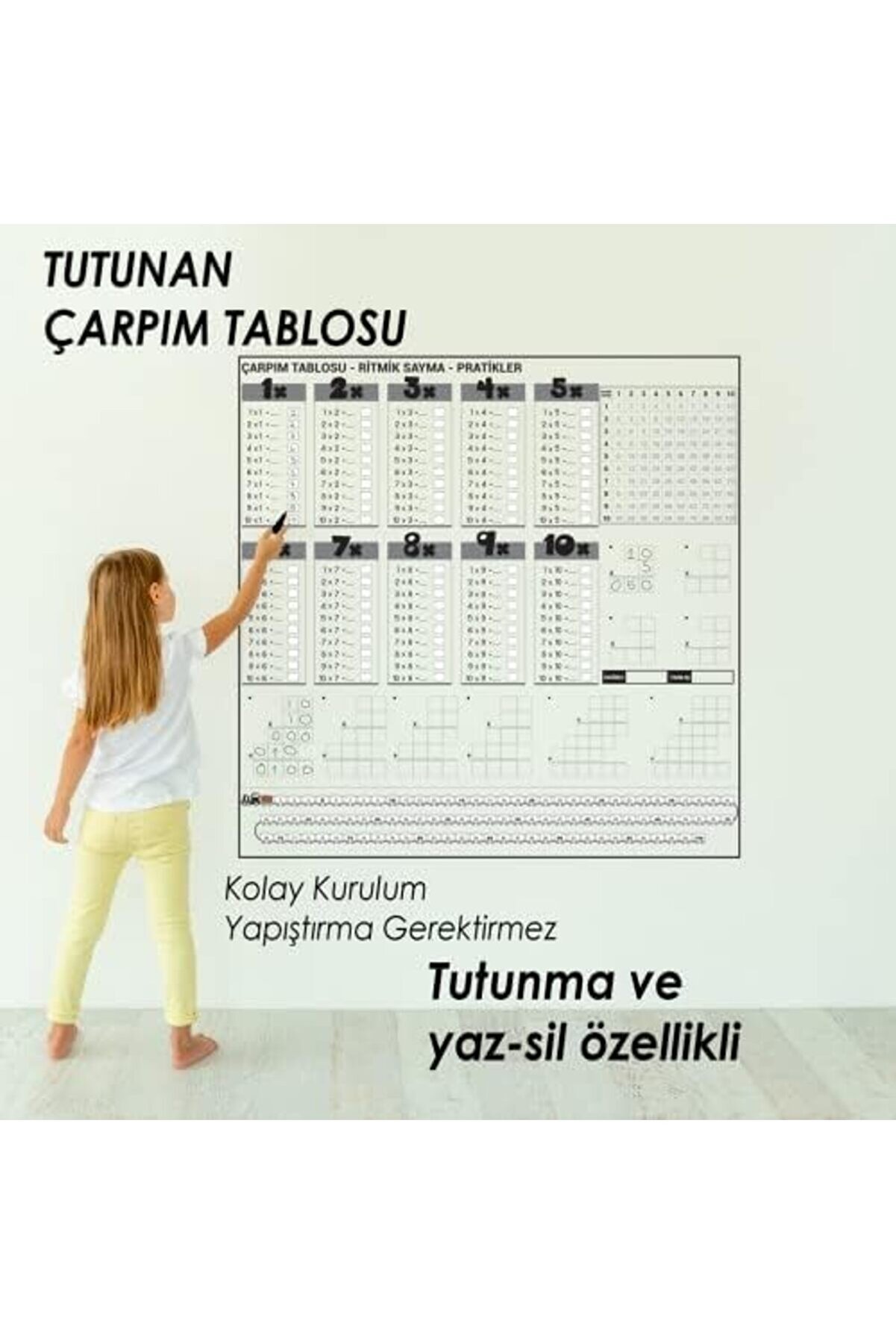 Tanıtım Çarpım Tablosu Elektrostati̇k Akıllı Kağıt Yazı Tahtası (100 Cm X 100 Cm) Newdesi̇ng
