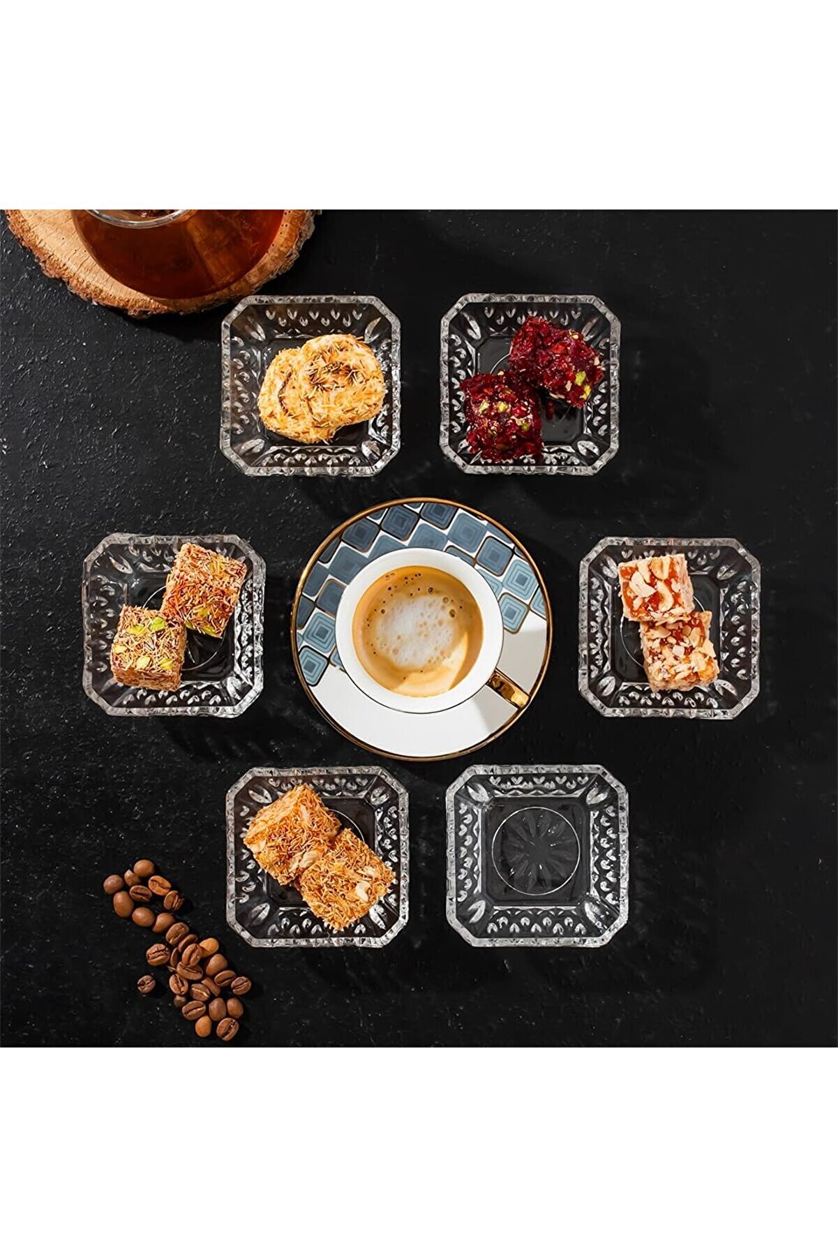 STOREMAX goldwhirl Eylül 6'lı Kahve Yanı Sunumluk Cam Kase Seti Mini İkramlık Şekerlik, Reçellik, Sosluk Kase