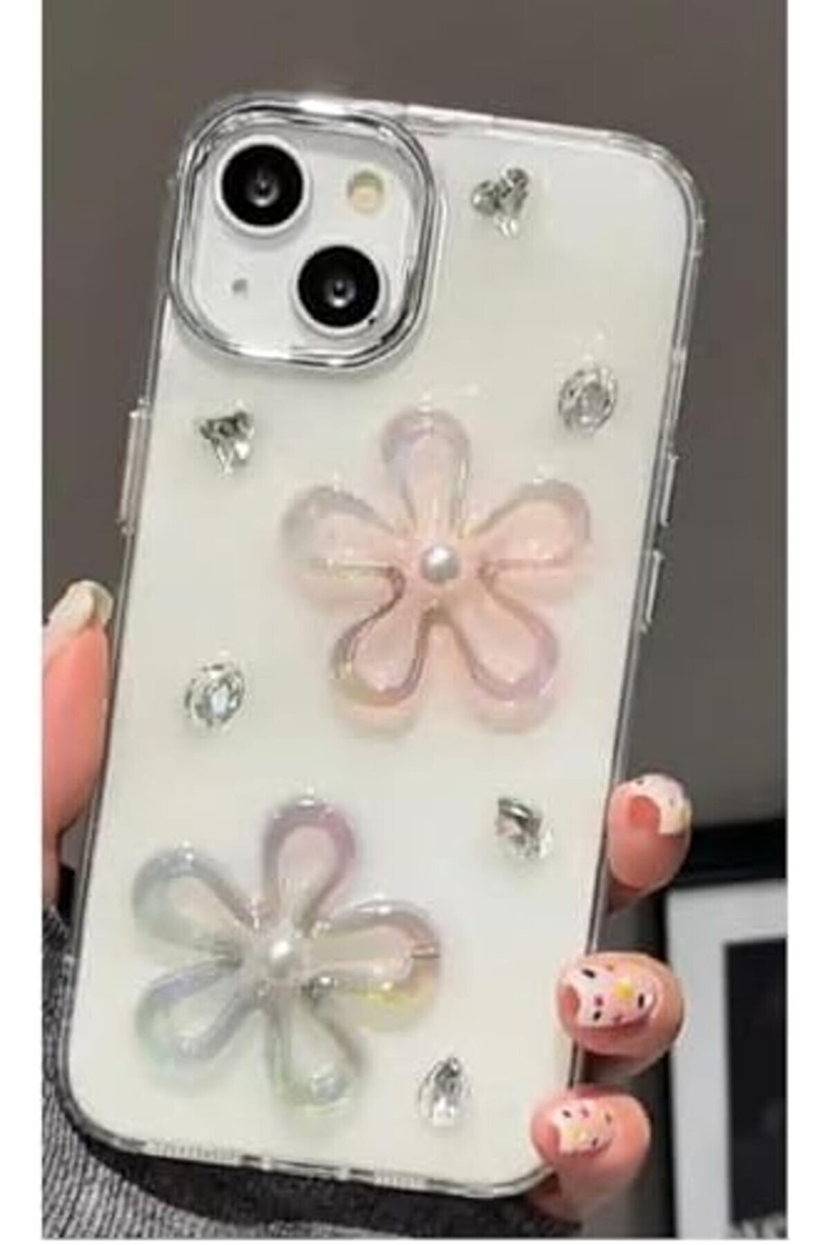 Lvnshop Aksesuar 13-14 Ve 15 İle Uyumlu Epoksi̇ 2 &Ccedil;i̇&ccedil;ek Oyuncak Tasarımlı Esnek Si̇li̇kon Kılıfı 22412