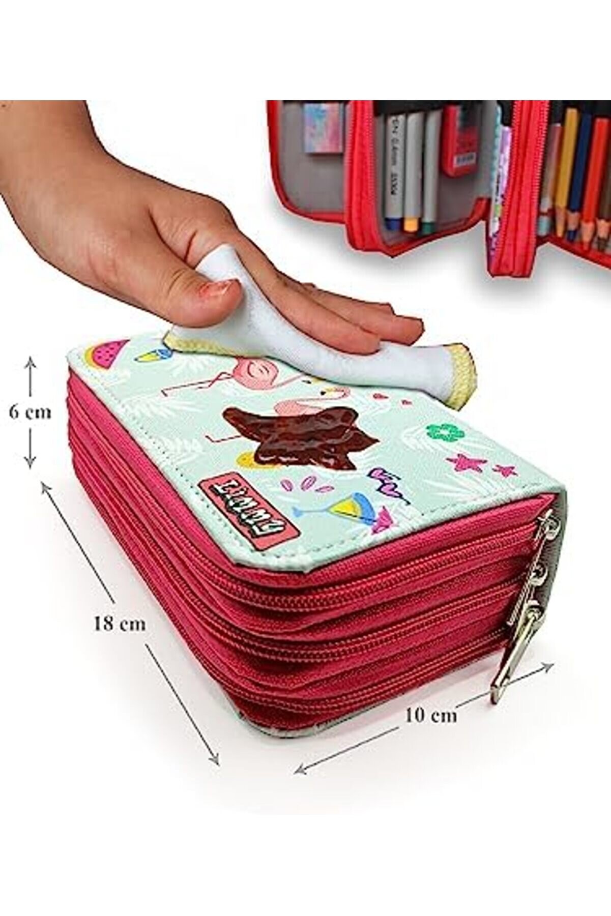 Aclyashop İki̇li̇ Desenli̇ Modeli̇st Kutusu Vegan Deri̇ &Uuml;&ccedil; B&ouml;lmeli̇ Newdesi̇ng 1058548