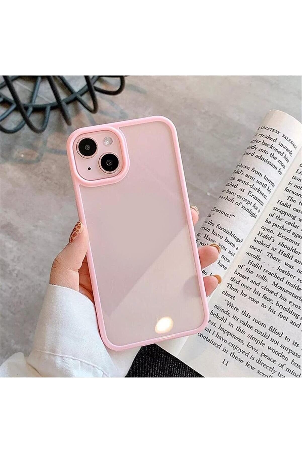 STOREMAX lvnshop Aksesuar 13-14 Ve 15 ile Uyumlu Kenarı Pembe Renkli Darbe Önleyici Şeffaf Silikon Kılıf 224