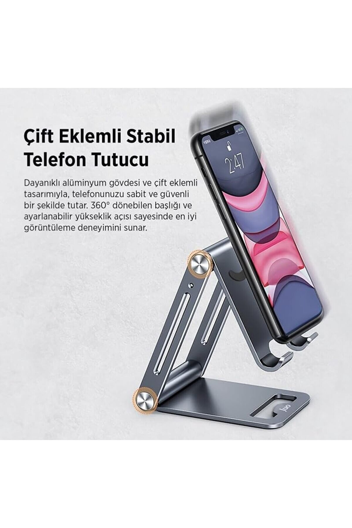 Buyvi̇be Katlanabi̇li̇r Metal Masaüstü Telefon Tutucu Uzay Gri̇si̇ Buybri̇ght 1064743