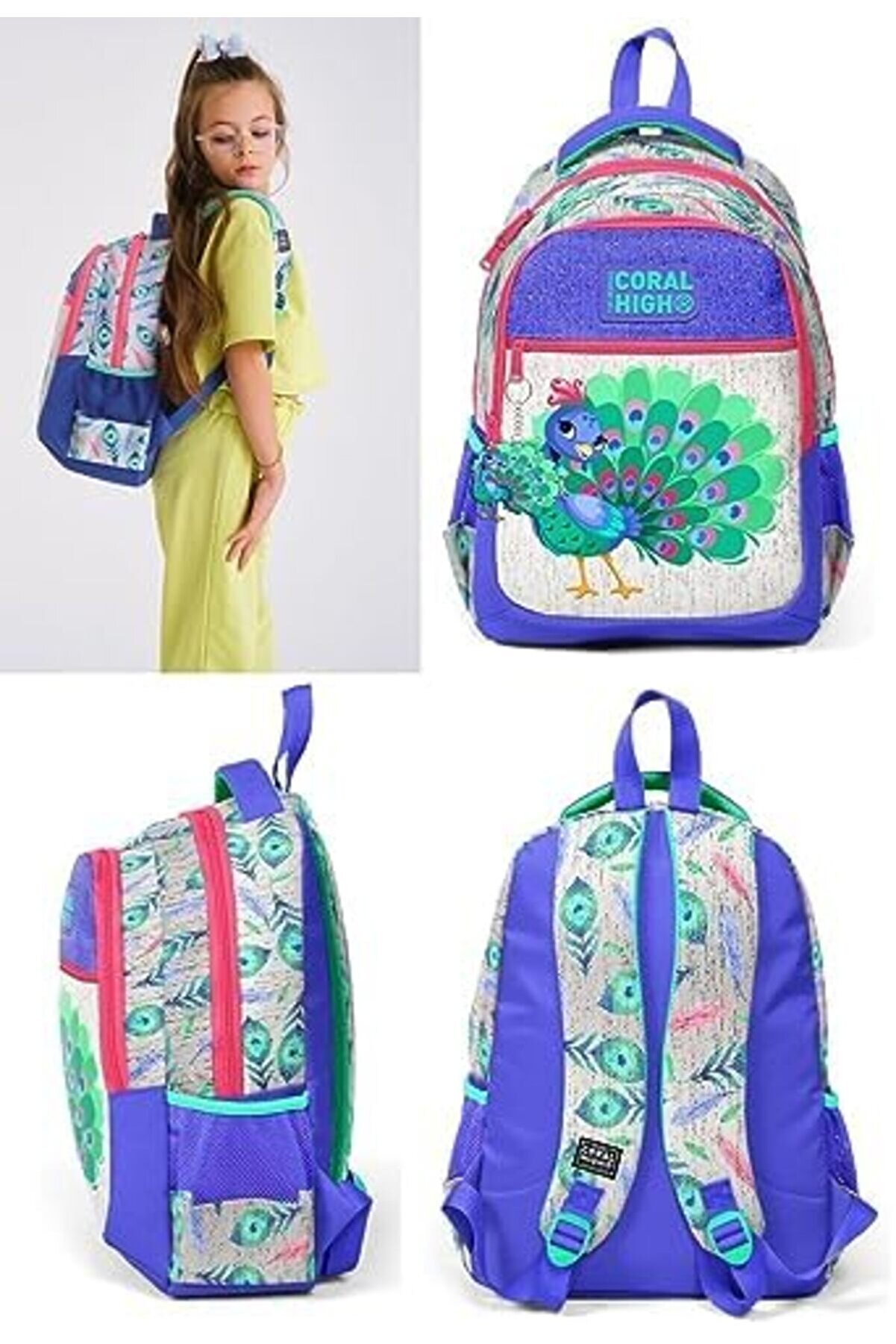 Lvnshop Kız &Ccedil;ocuk İlkokul Ve Ortaokul Sırt &Ccedil;antası - Yeşi̇l Tavuskuşu 224120