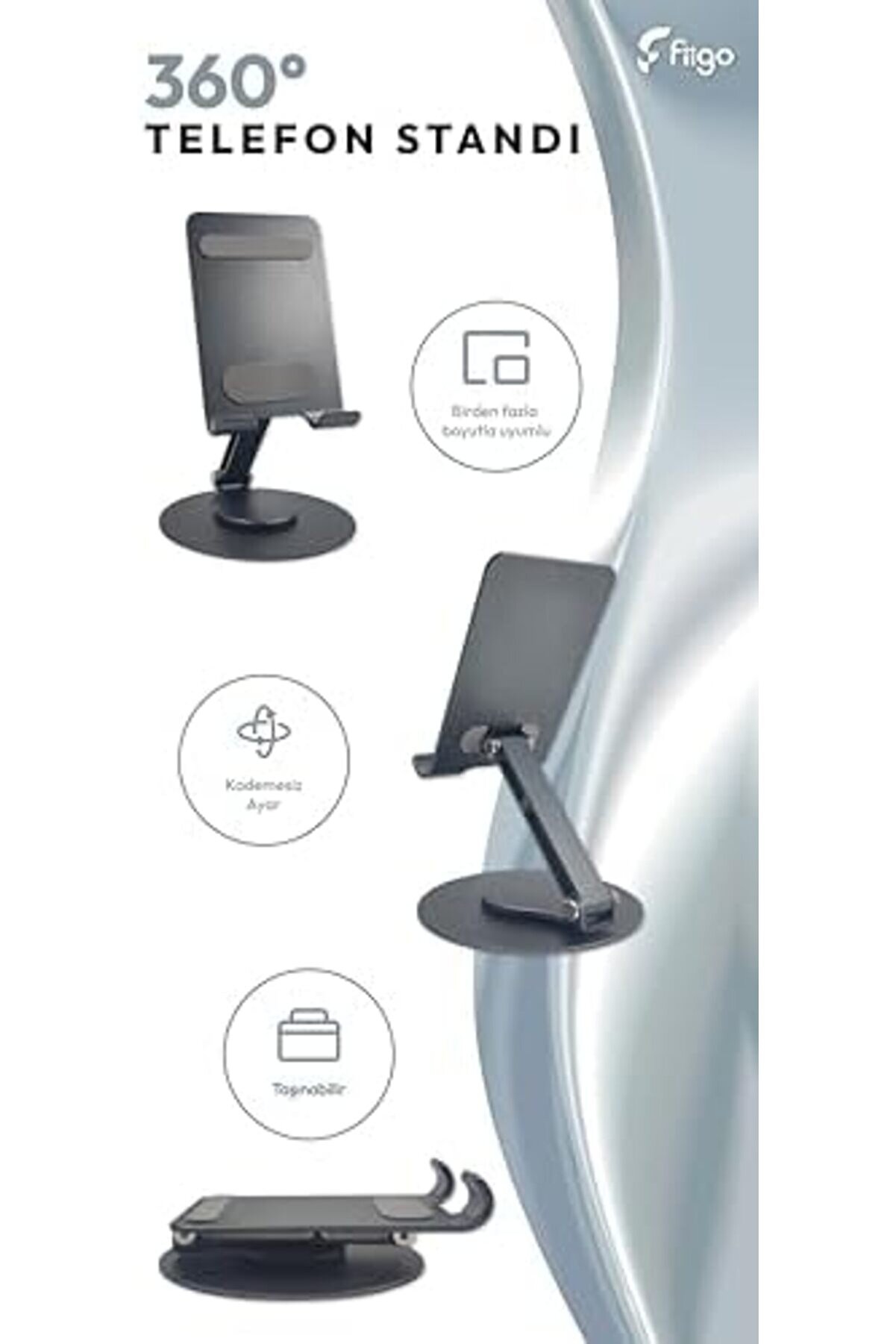 Lvnshop Telefon Katlanabi̇li̇r Çok Fonksi̇yonlu 360 Derece Dönebi̇len Metal Gray 224120