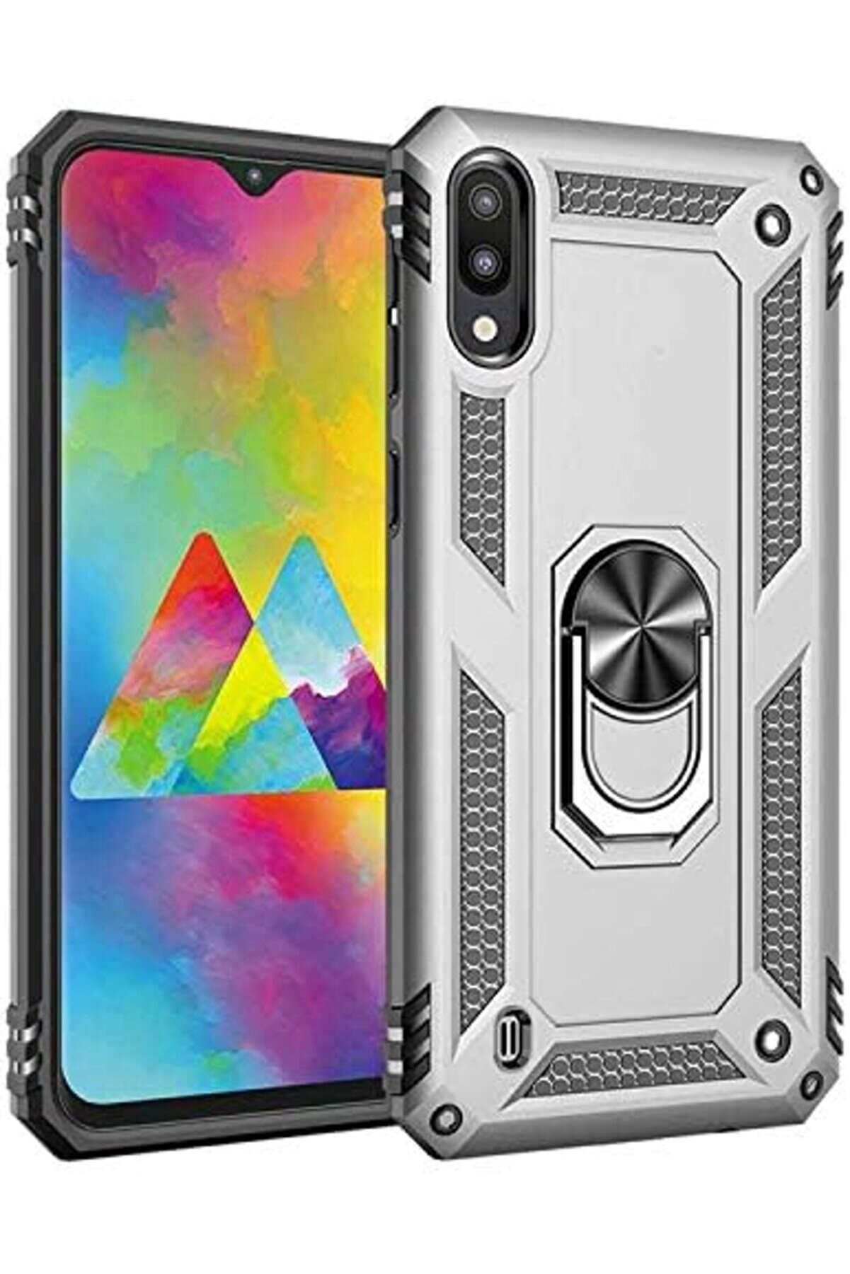 Lvnshop M10 İ&ccedil;i̇n Kılıf Ri̇ng Holder G&uuml;m&uuml;ş [ M10 İle Uyumlu Kılıf - G&uuml;m&uuml;ş] 224120