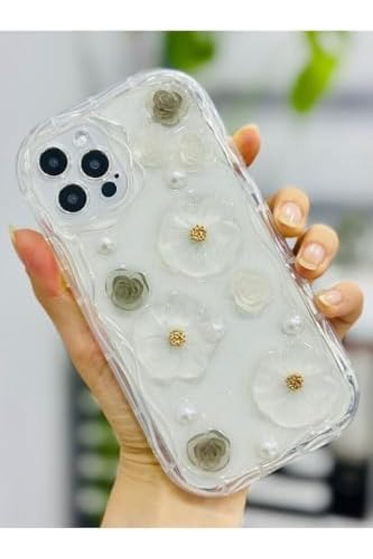 Aksesuar 12 Ve 12 Pro İle Uyumlu &Ouml;zel Tasarım 3D Oyuncak &Ccedil;i̇&ccedil;ek Tasarımlı Esnek Si̇li̇kon Kıl
