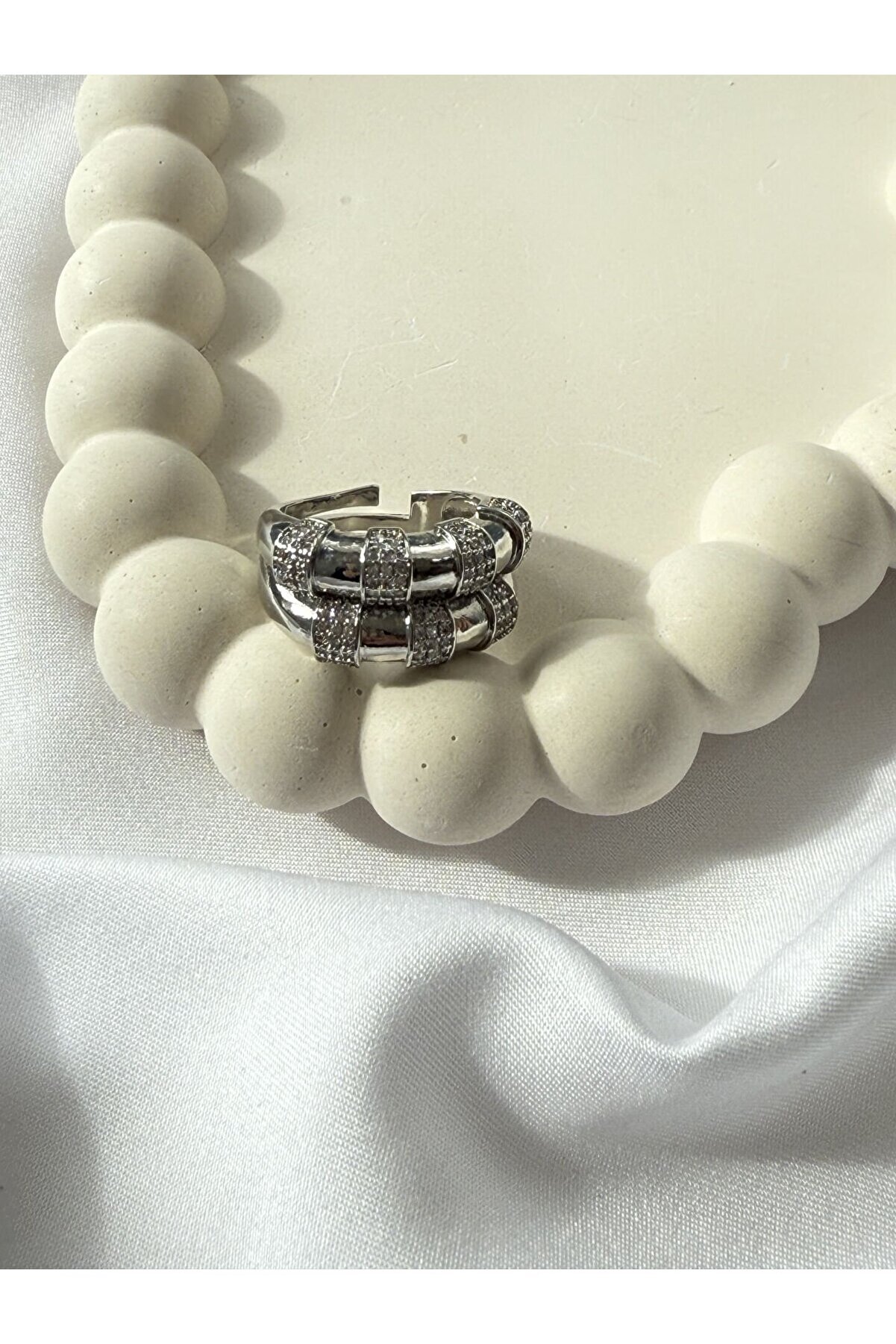 Ateli̇er Emi̇ne Çi̇ft Bombeli̇ Si̇lver Yüzük