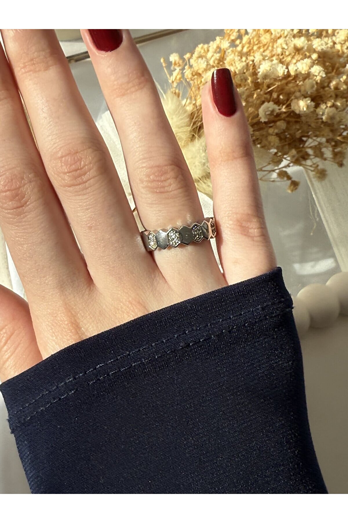 Ateli̇er Emi̇ne Si̇lver Petek Desen Yüzük