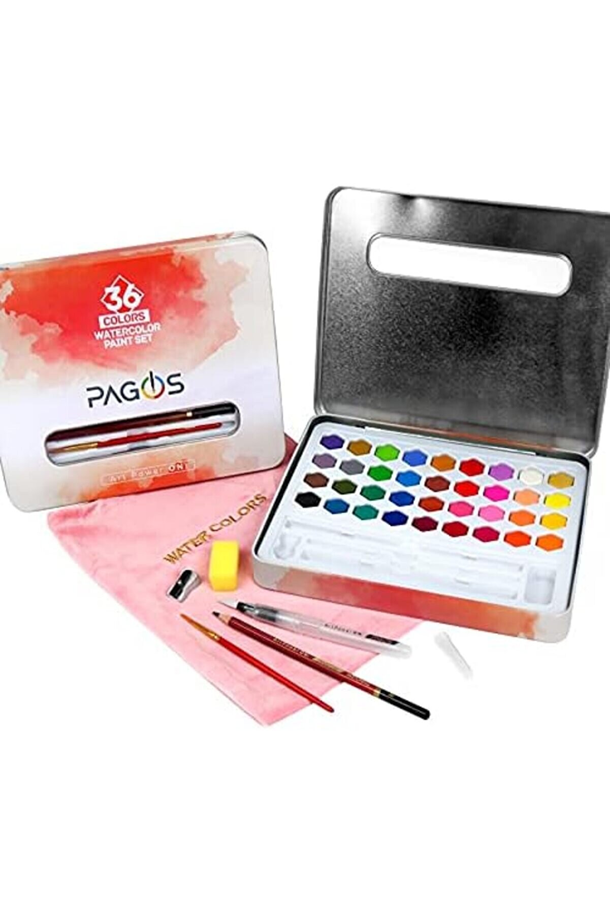 Ynsshopi̇ng Kutusu Sanat Seti̇, 36 Canlı Renk Ve 10 Yaprak Kağıdı, Fırça, Sünger, Mum, Plasti̇k Fırça,