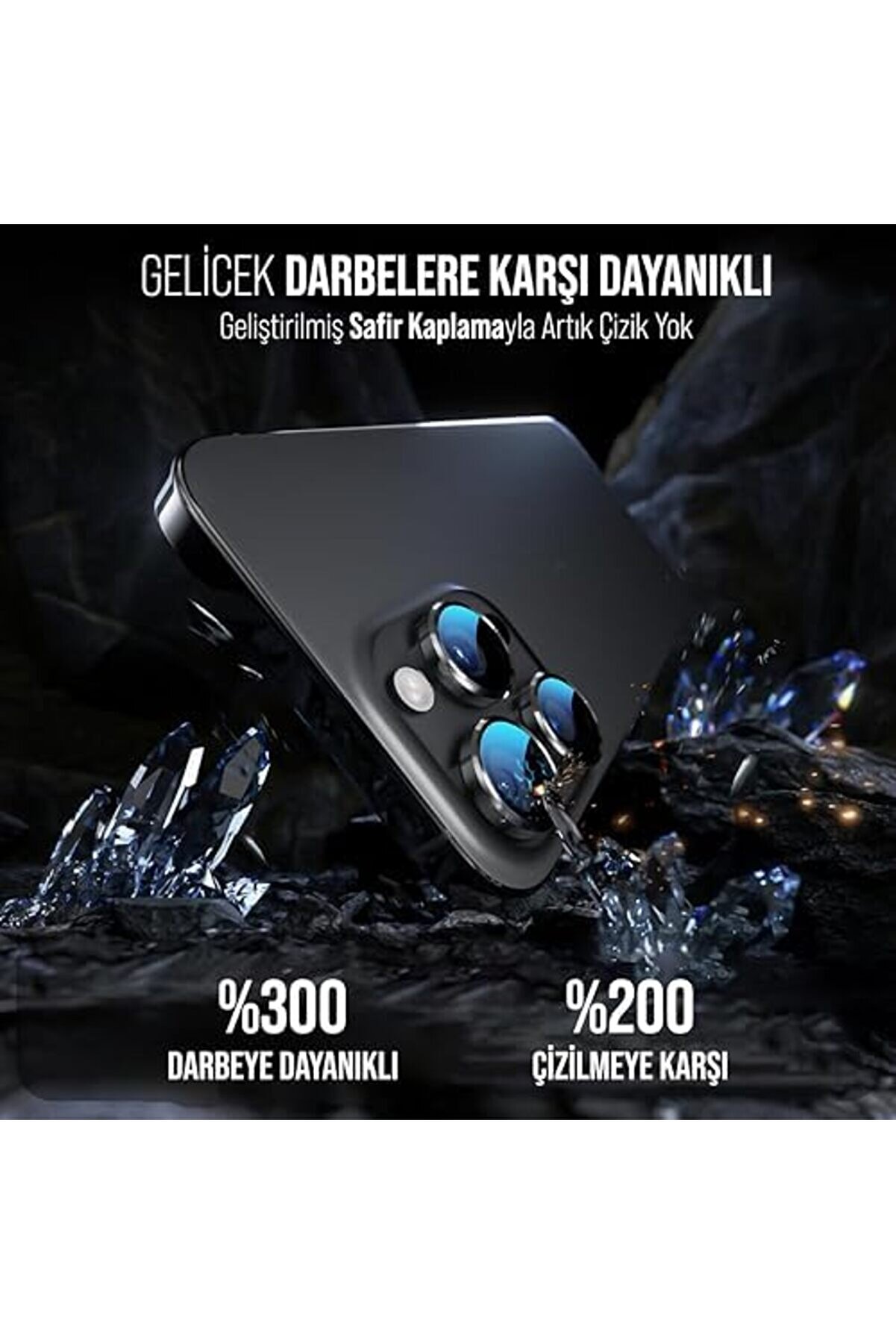 Aclyashop Kurulum Safi̇r Parmak İzi̇ Bırakmayan -Reflecti̇ve Kamera Lens (Si̇yah, 16 Pro Max/ 16 Pro) 1
