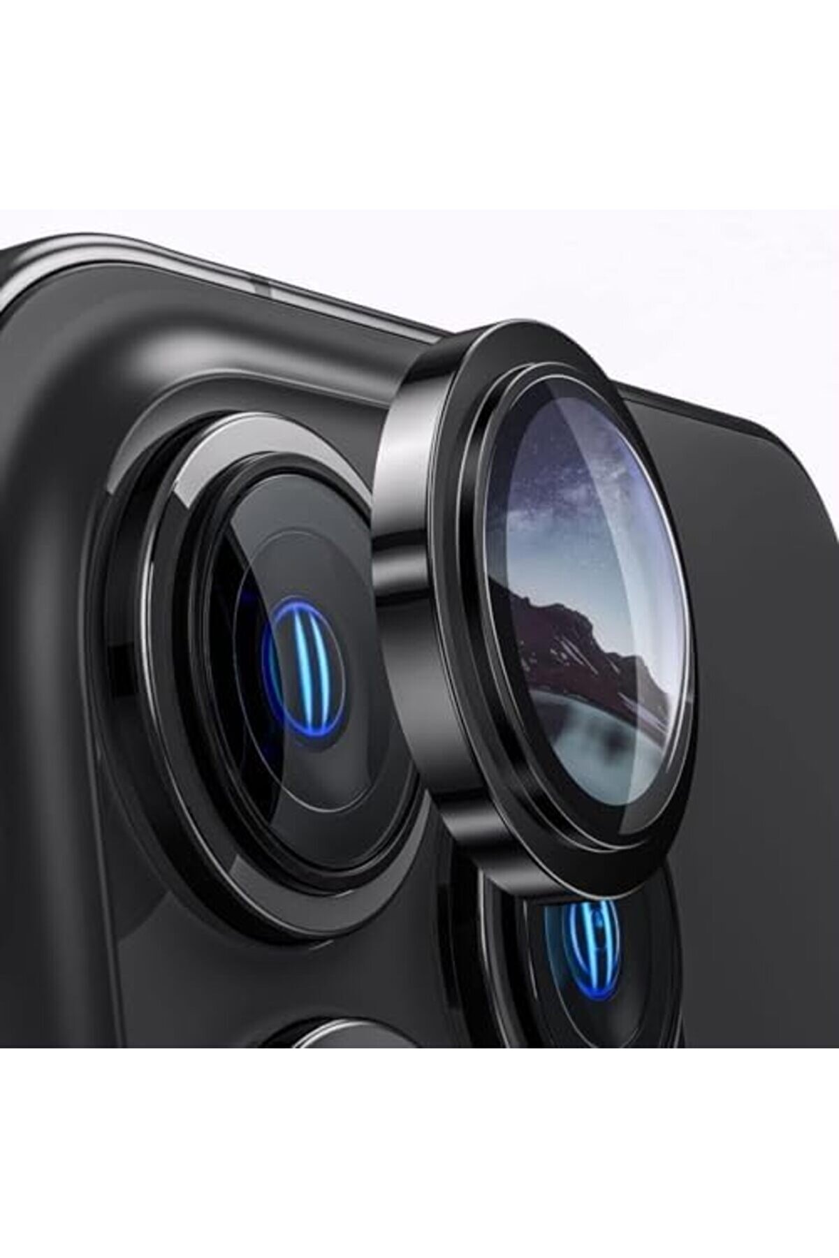 15 6.1 İnc 15 6.7 Kamera Koruma Lensi̇ Çerçeveli̇ Safi̇r 9H Cam 15-15 Si̇yah Lens