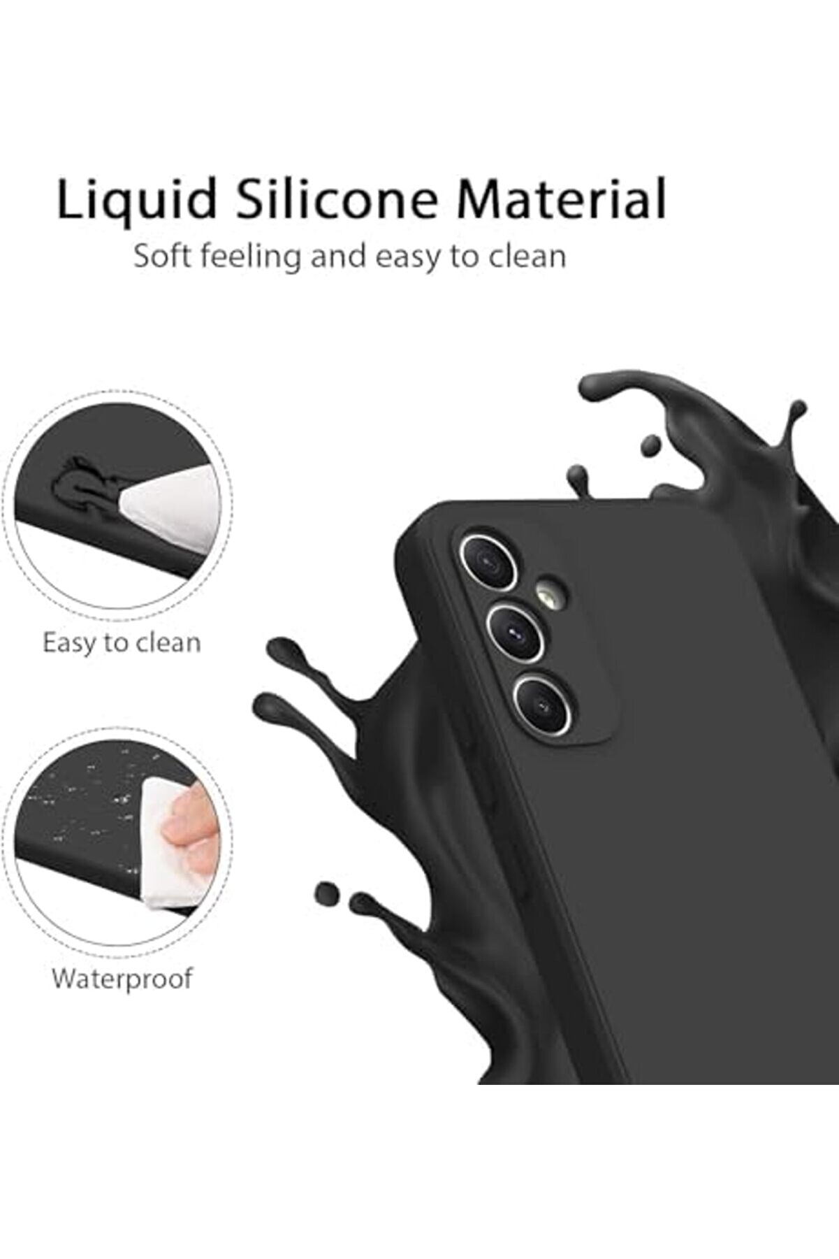 Aclyashop A35 Uyumlu Lansman Si̇li̇cone Kılıf Şok Emi̇ci̇ Full Kasa Koruma Sağlayan Kılıf (Si̇yah) 10585