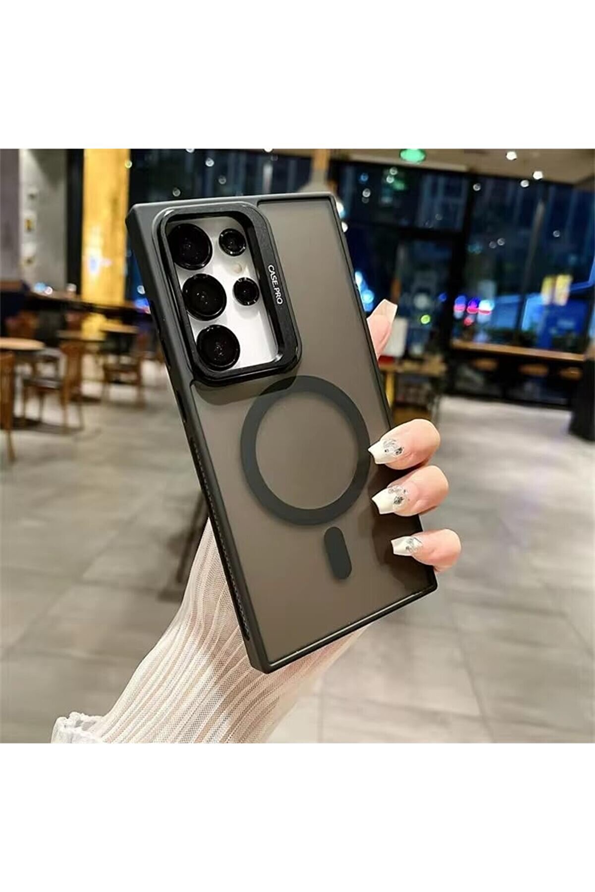 STOREMAX lvnshop S24 ULTRA Kılıf Krom Mika Kamera Lens Hediyeli Kapak Arkası Mat Mıknatıs Şarjlı Kılıf Metal