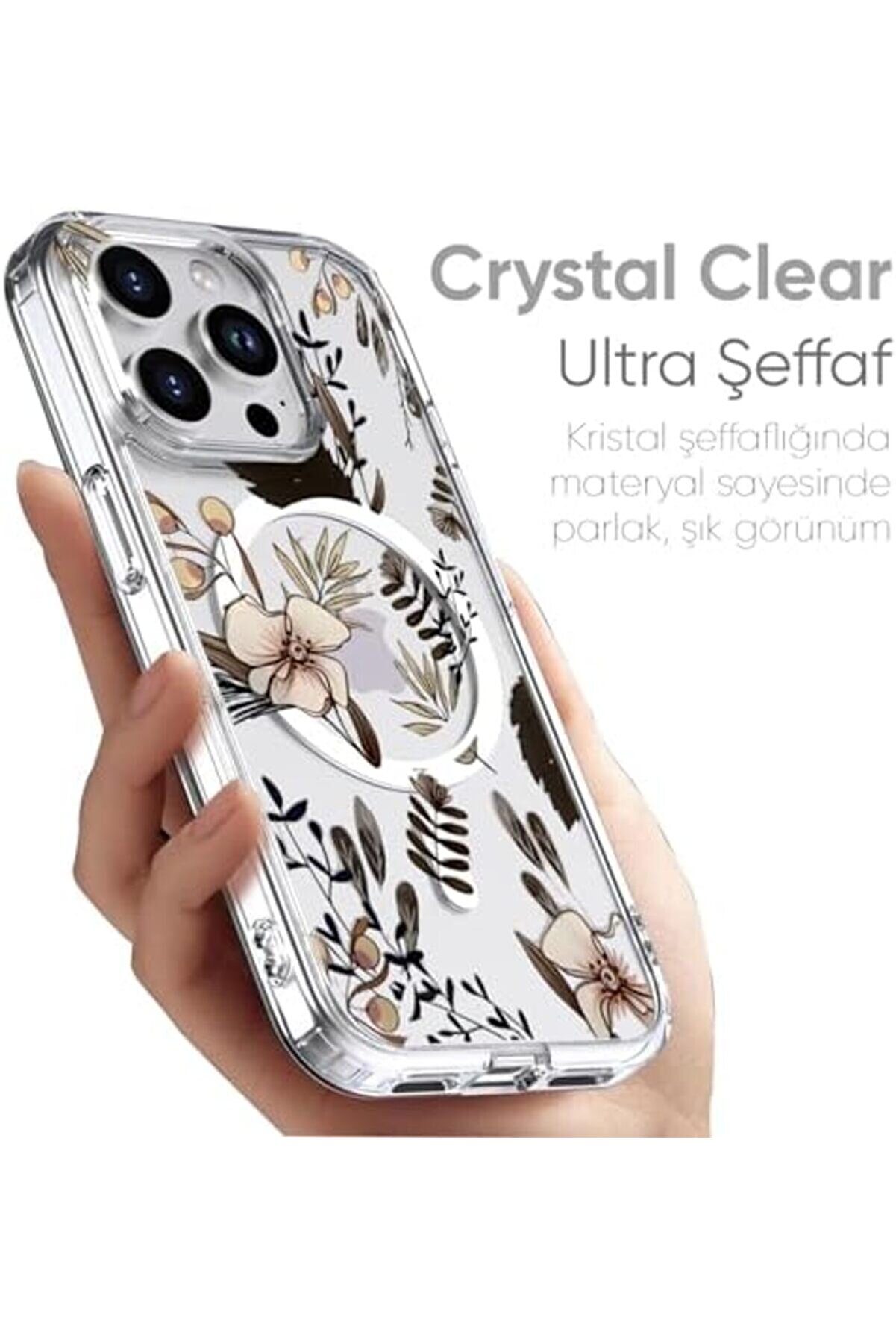 16 Pro İçi̇n Seri̇si̇ İle Uyumlu Göz Alıcı Ve Şık Tasarımlı Çi̇çek Desenli̇ Si̇li̇kon Kılıf Kapak