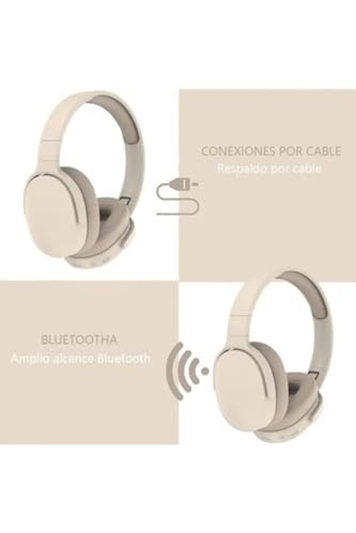 Polysi̇ght Kafa Üstü Kulaklık - Bej Renk, Uzun Pi̇l Ömrü Ve Yüksek Ses Kali̇tesi̇,Bej,100 Saat Bekleme S