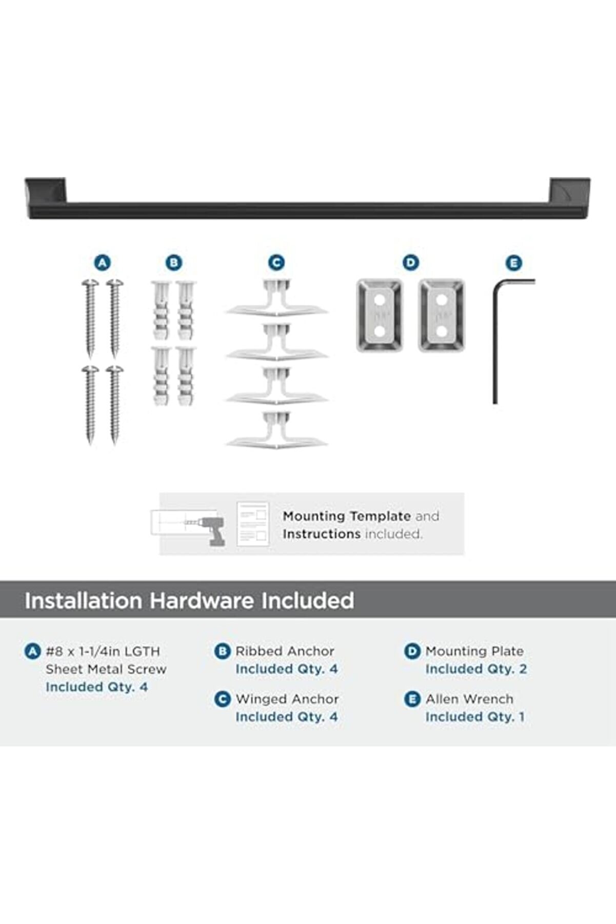 Lvnshop Bh36024Mb | Mat Si̇yah Havlu Çubuğu | 24 İnç (610 Mm) Havlu Askısı | Mulholland | Havlu Tutac