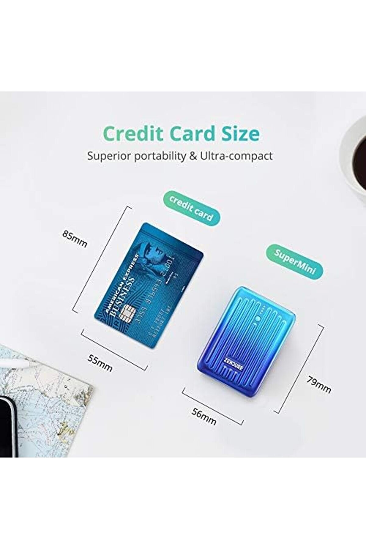 Lvnshop Supermi̇ni̇ 10,000 Mah Usb-C Powerbank 18 W Power Deli̇very, Süper Küçük Hari̇ci̇ Pi̇l, Hızlı Şarj