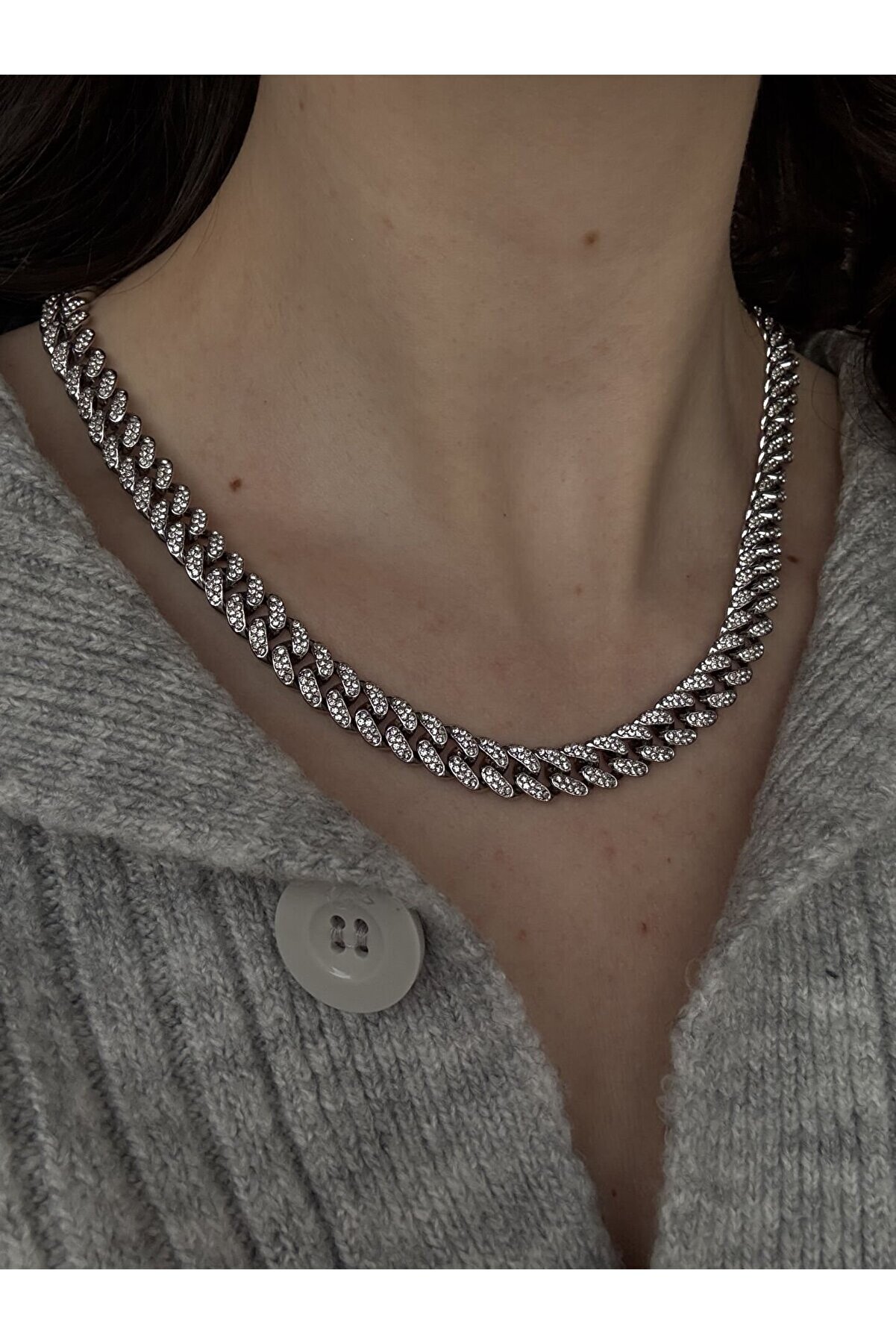 Ateli̇er Emi̇ne Si̇lver Taşlı Vıp Zi̇nci̇r Kolye