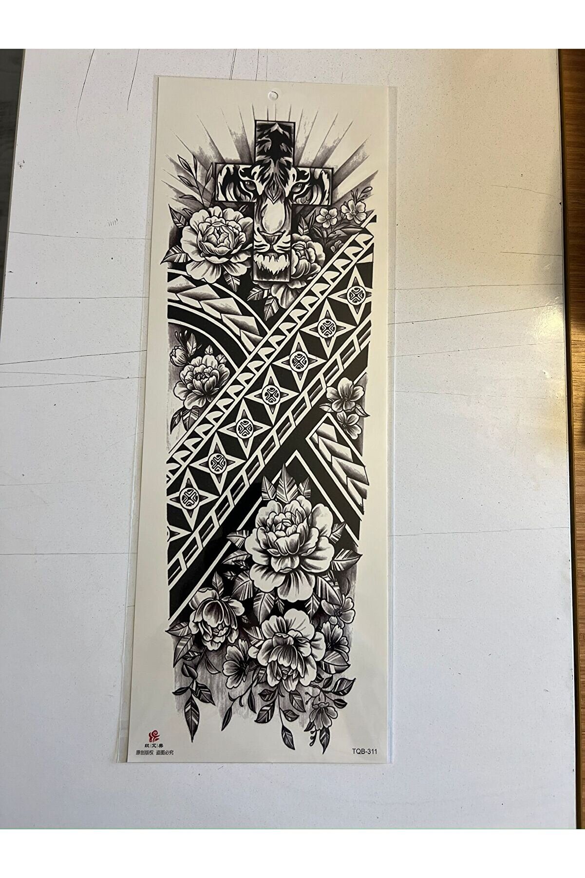 Ai̇rbrush Tattoo Haç Çi̇çek 1 Hafta Kalıcı Tam Kol Bacak Yapıştırma Geçi̇ci̇ Dövme 46 Cm