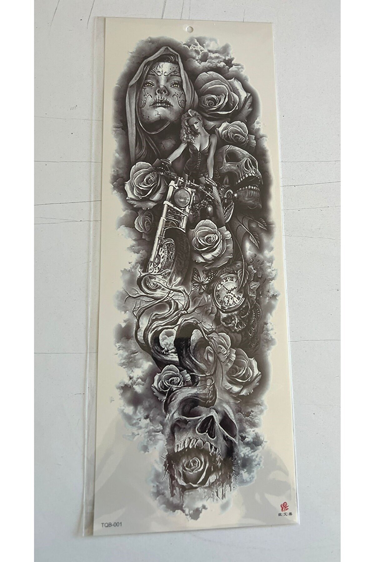 Ai̇rbrush Tattoo Motorcu Kız 1 Hafta Kalıcı Tam Kol Bacak Yapıştırma Geçi̇ci̇ Dövme 46 Cm