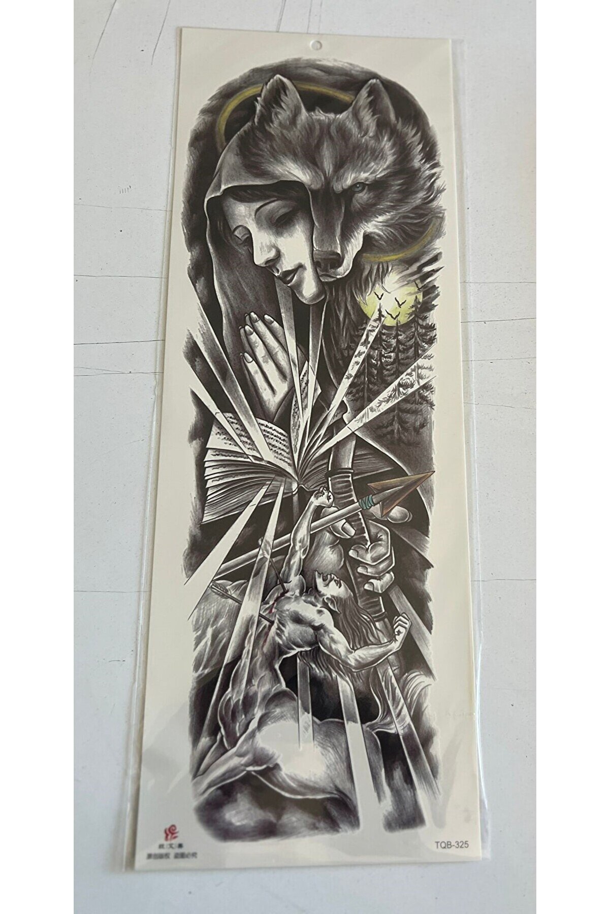 Ai̇rbrush Tattoo Saki̇n Kurt 1 Hafta Kalıcı Tam Kol Bacak Yapıştırma Ge&ccedil;i̇ci̇ D&ouml;vme 46 Cm