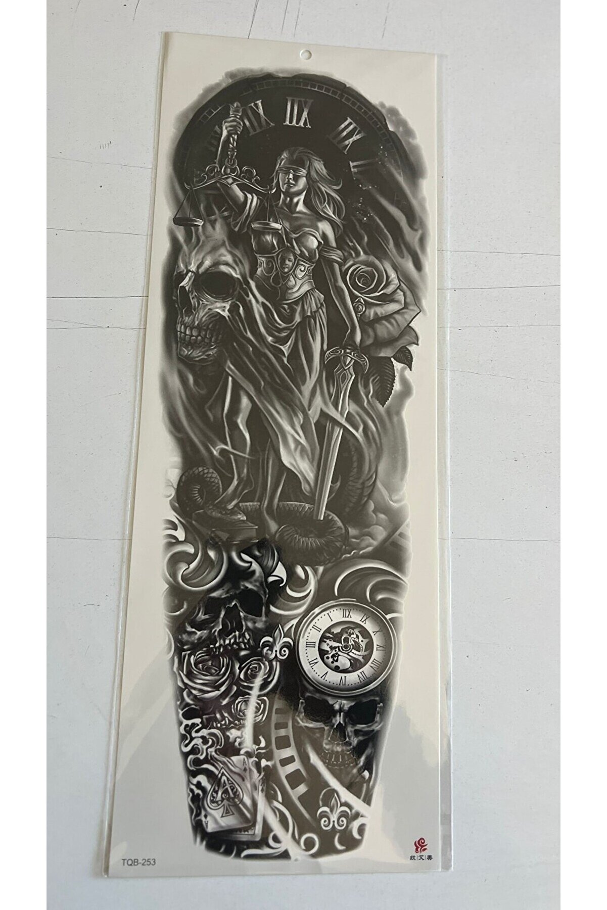 Ai̇rbrush Tattoo Adalet Zamanı 1 Hafta Kalıcı Tam Kol Bacak Yapıştırma Ge&ccedil;i̇ci̇ D&ouml;vme 46 Cm