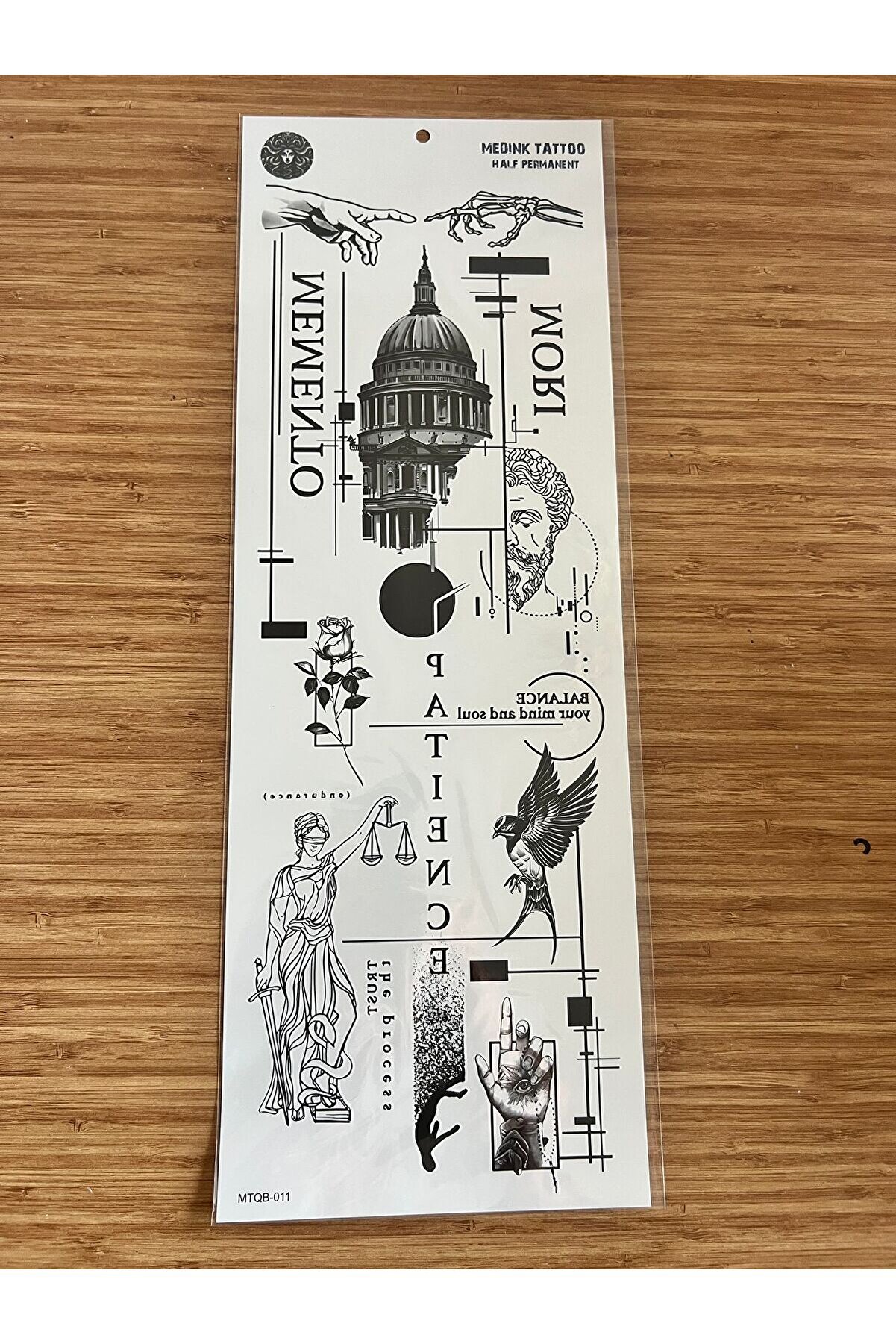 Ai̇rbrush Tattoo Felsefe 1 Hafta Kalıcı Tam Kol Bacak Yapıştırma Ge&ccedil;i̇ci̇ D&ouml;vme 46 Cm